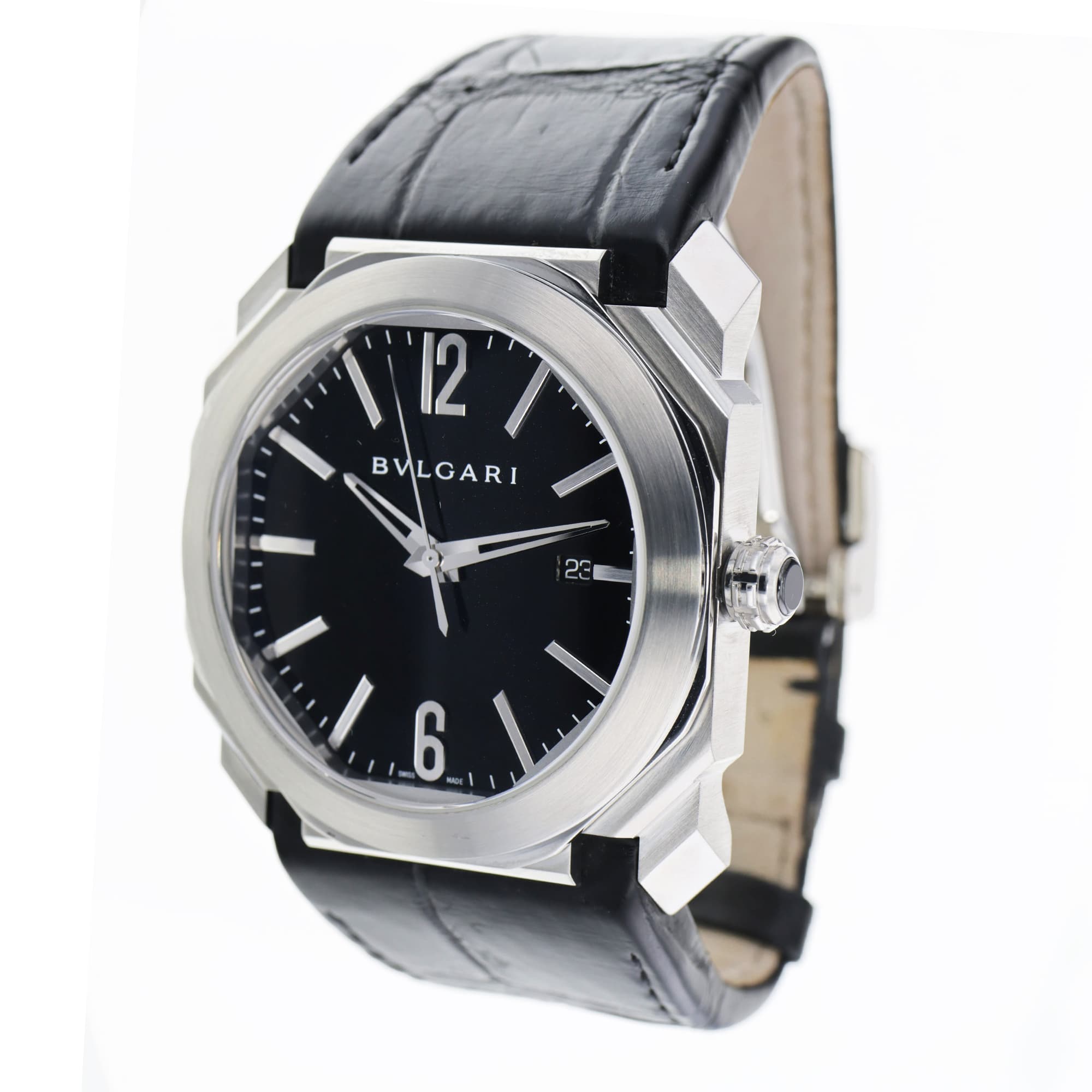 Bvlgari Octo BG041S 41mm Black Dial Stainless Steel Display Back Automatic Mens