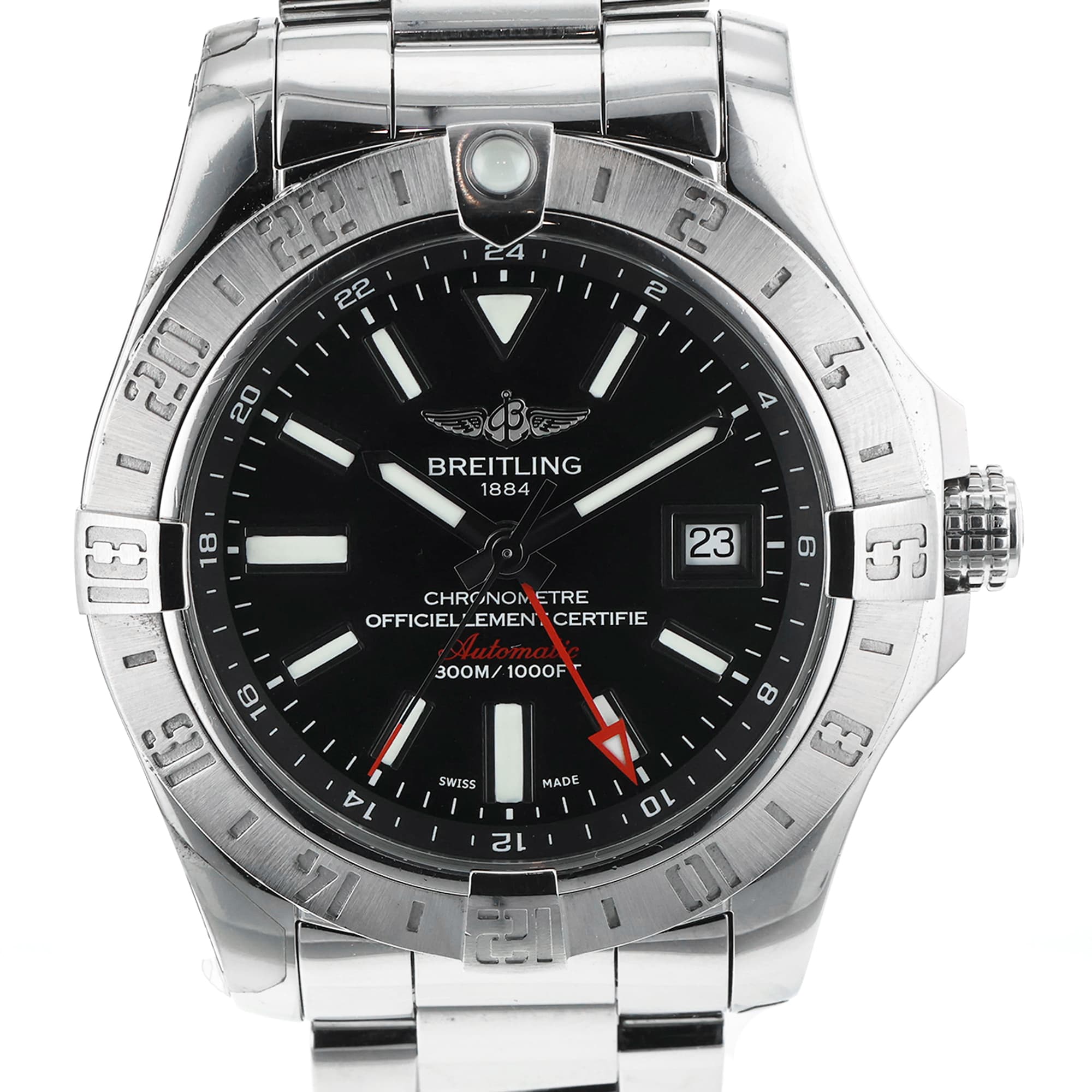 Breitling Avenger II GMT A32390 43mm Stainless Steel Date Black Dial Mens