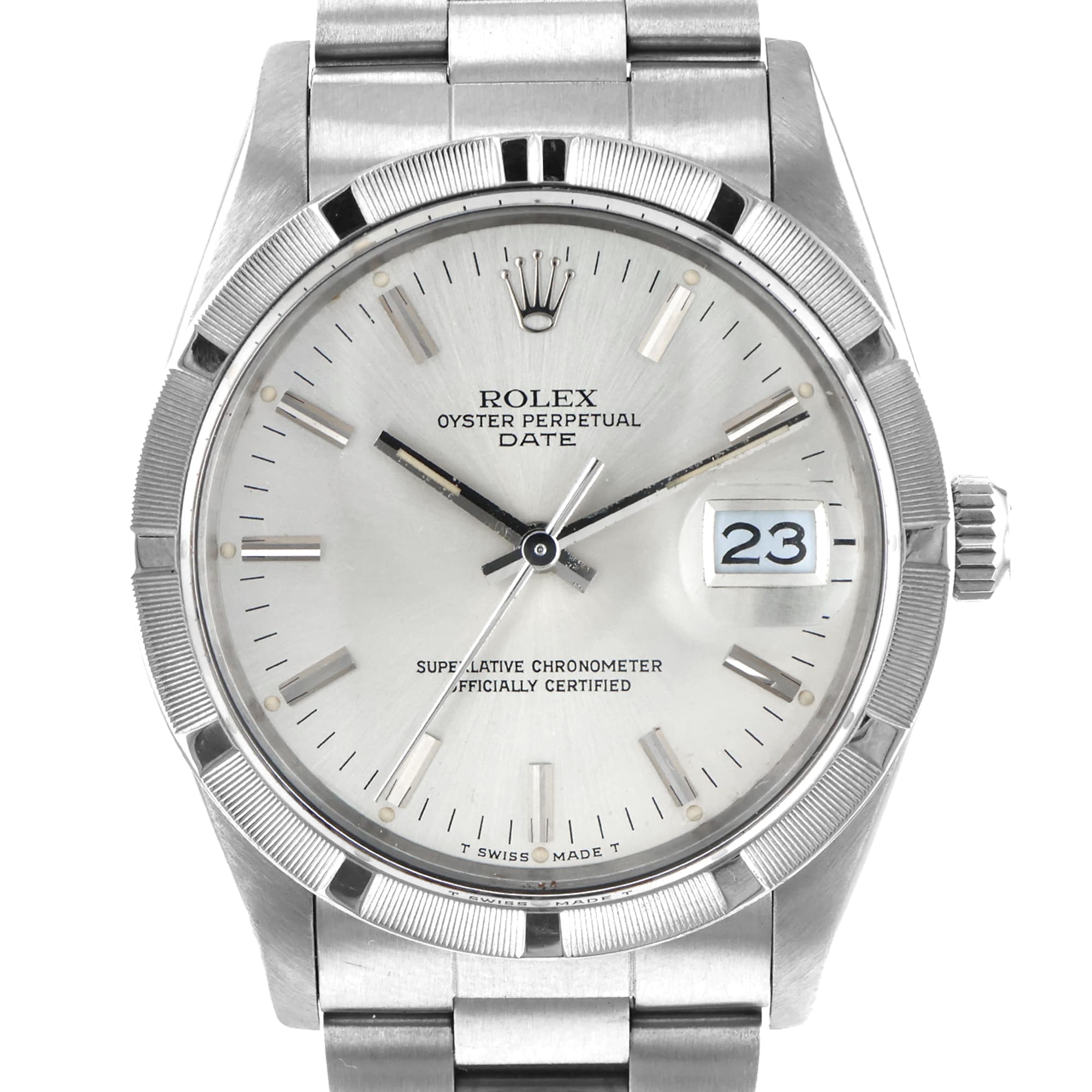 Rolex Date 15010 34mm mint Stainless Steel Silver Dial