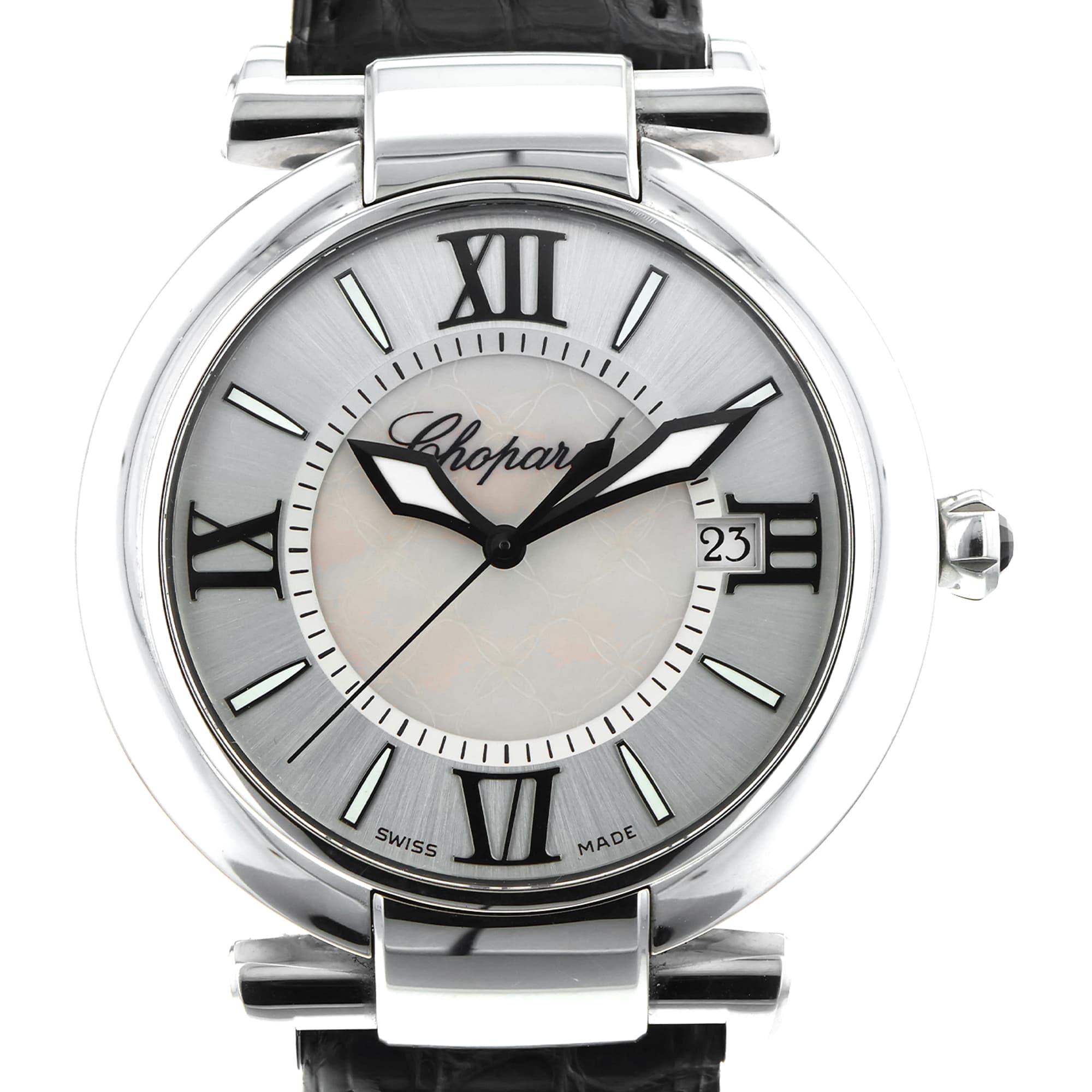 Chopard Imperiale 8531 40mm Mother of pearl MOP Steel date leather strap