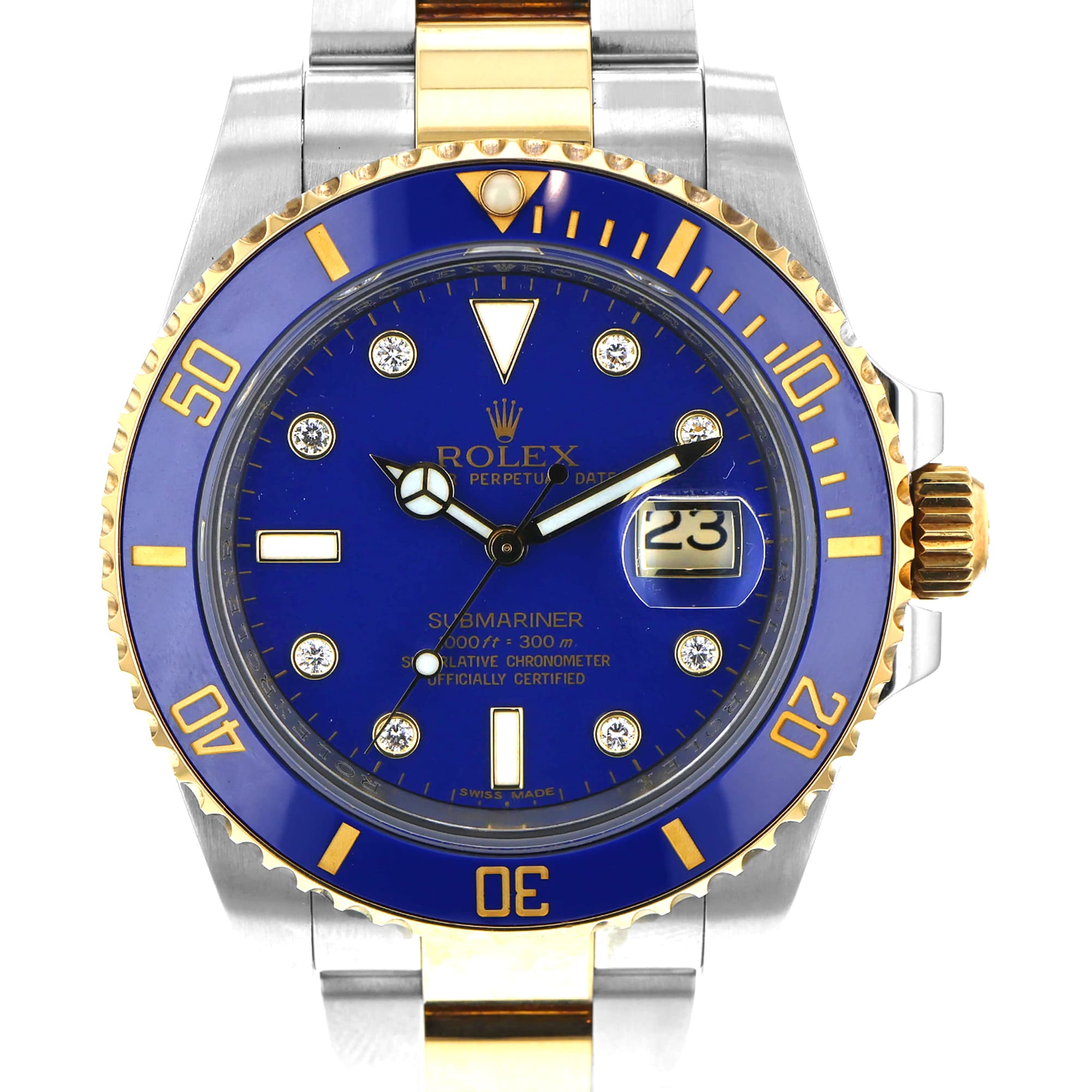 Rolex Submariner 116613 Rare Factory diamond Dial Steel & 18K Yellow gold