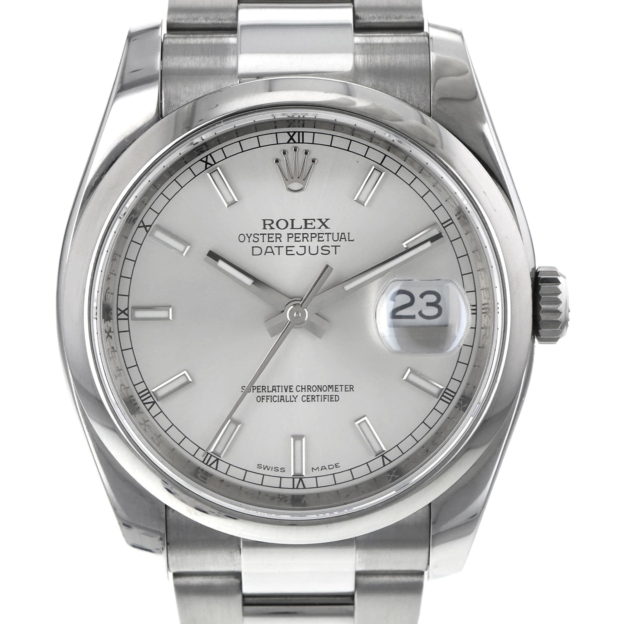 Rolex Datejust 36 116200 Silver Stainless Steel Smooth Oyster Mens Watch