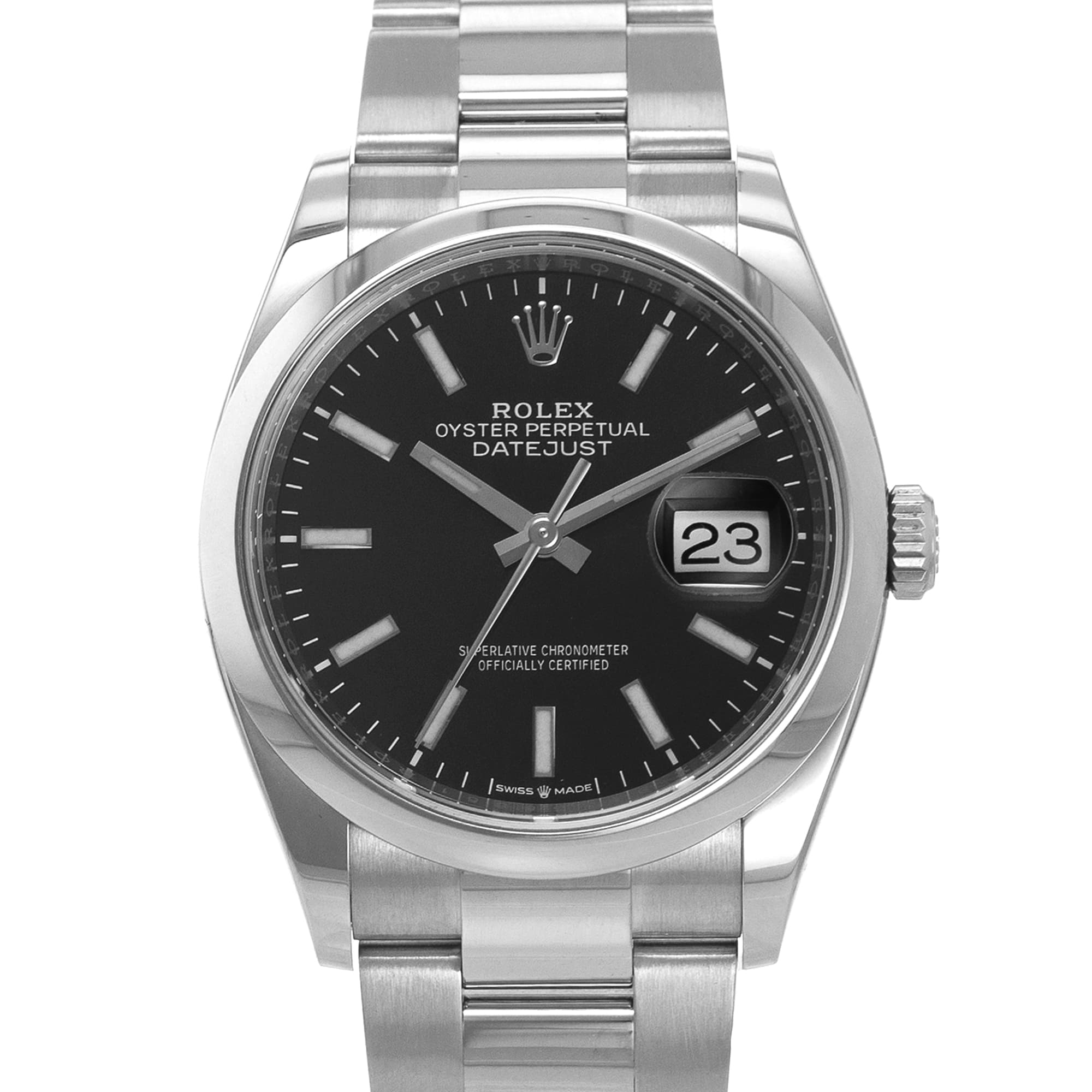 Rolex Datejust 36 126200 Black Stick Dial Oyster Steel Mens Watch 2020 Card