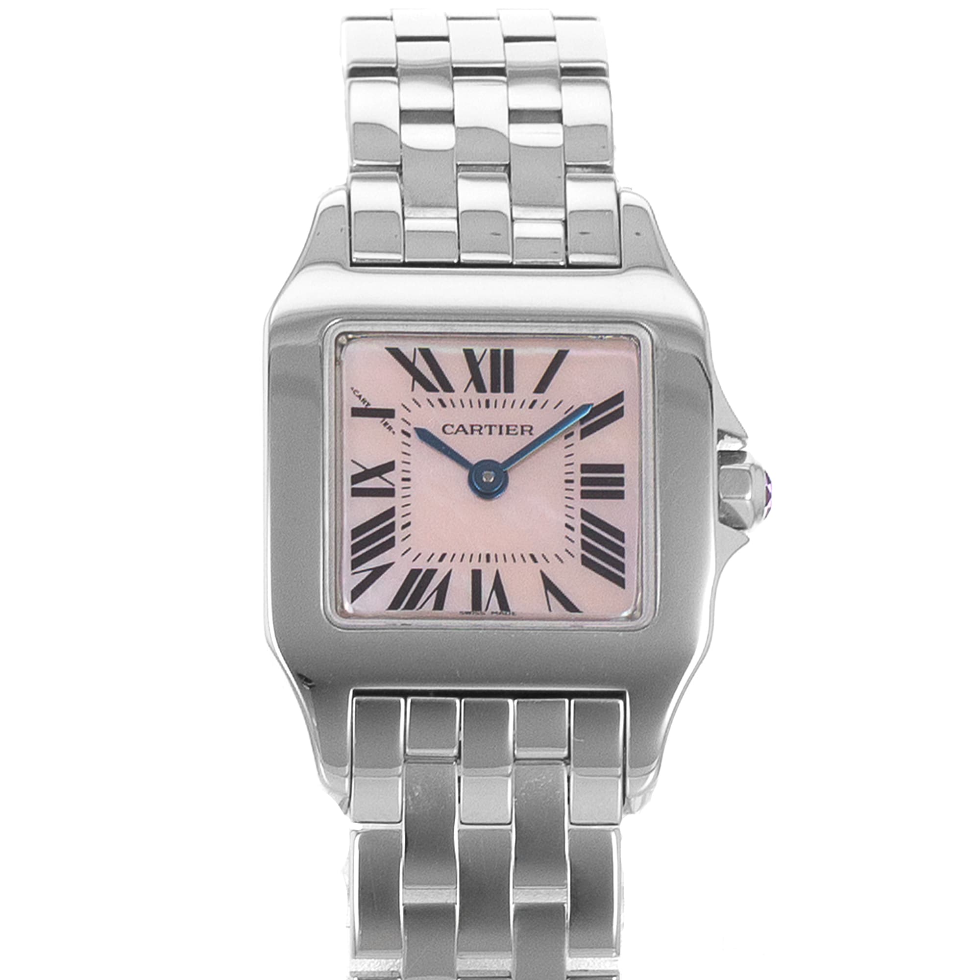 Cartier Santos Demoiselle W25075Z5 2698 Pink Mother of Pearl Roman Ladies Watch