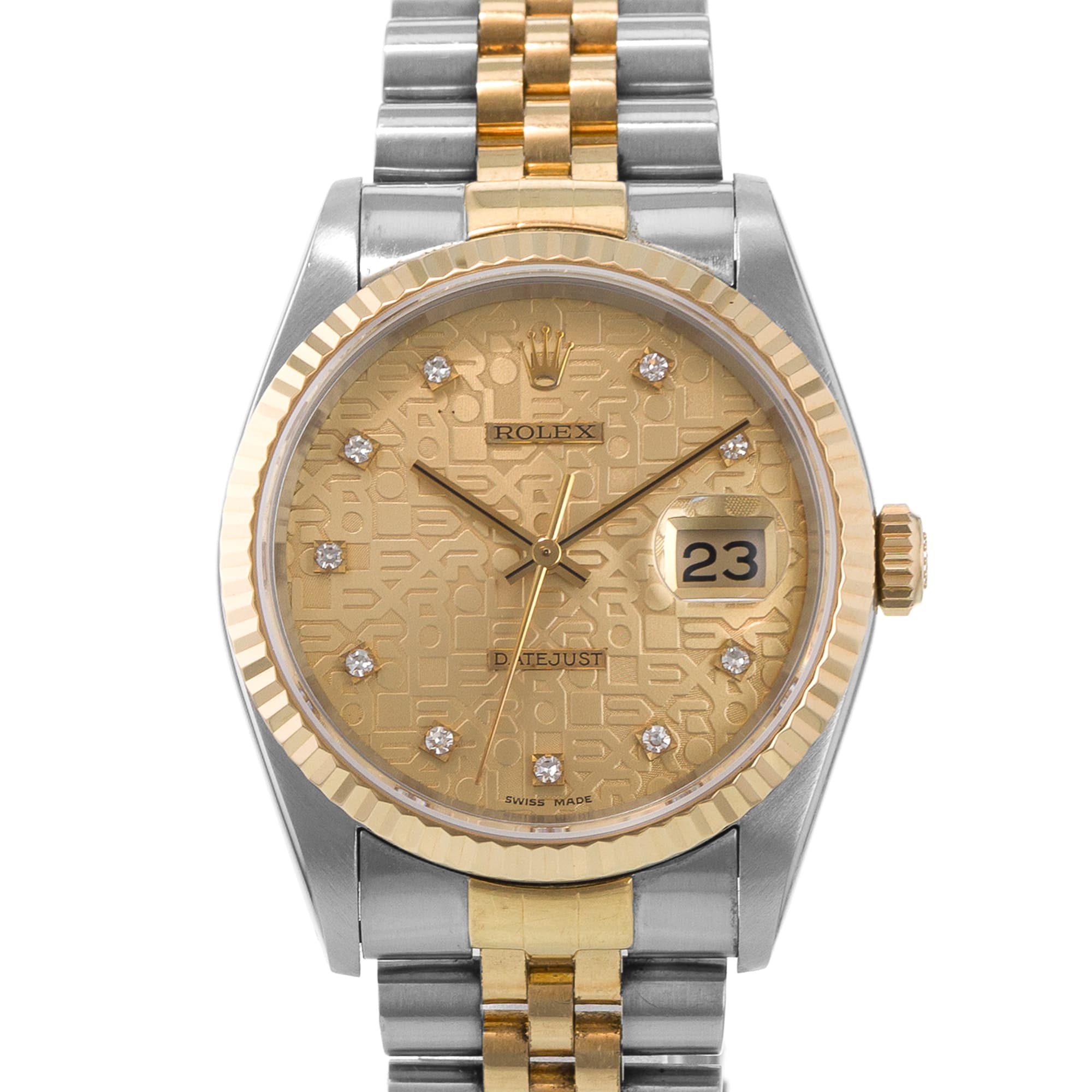 Rolex Datejust 36 16233 Yellow Diamond Jubilee Diamond Gold Automatic Mens Watch