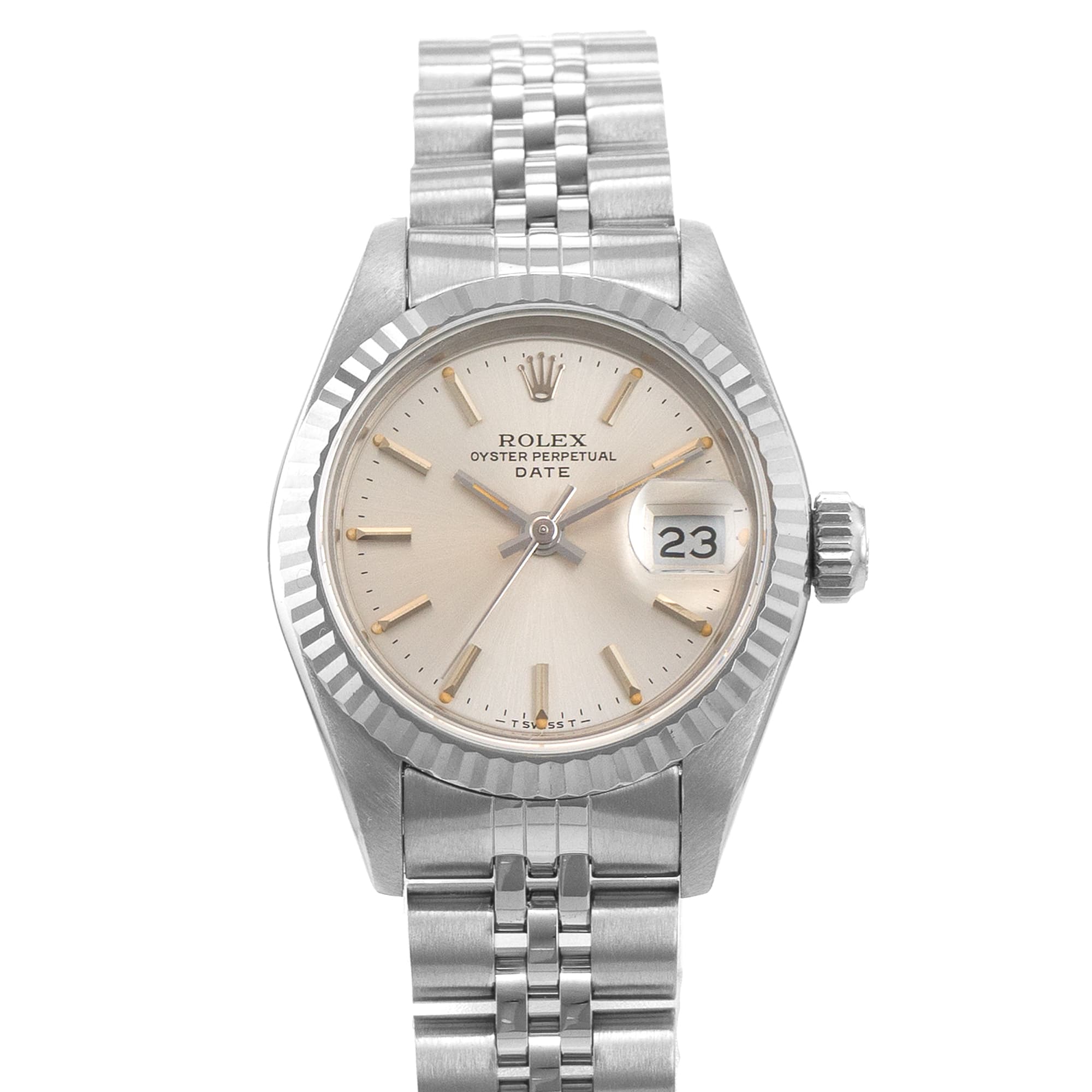 Rolex Datejust 26 69174 Silver Stick Steel White Gold Jubilee Ladies Watch