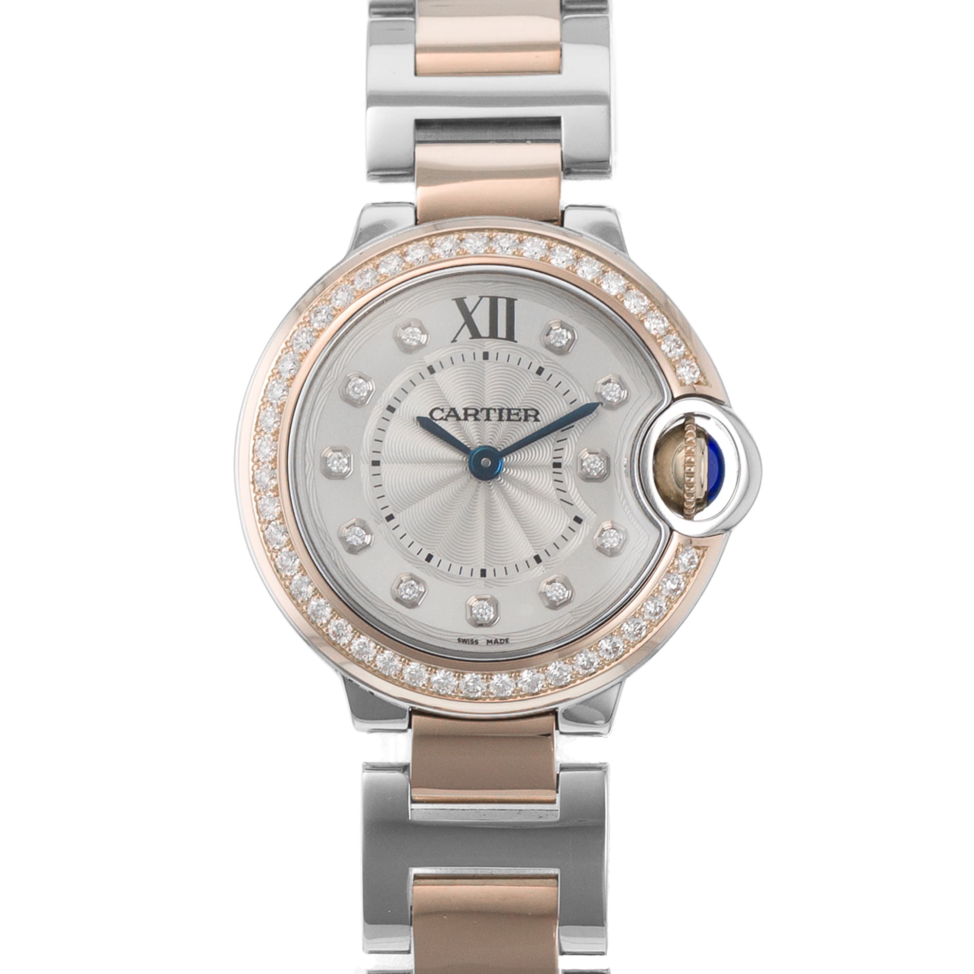 Cartier Ballon Bleu 28mm WE902076 3752 Factory Diamond Rose Gold Ladies Watch