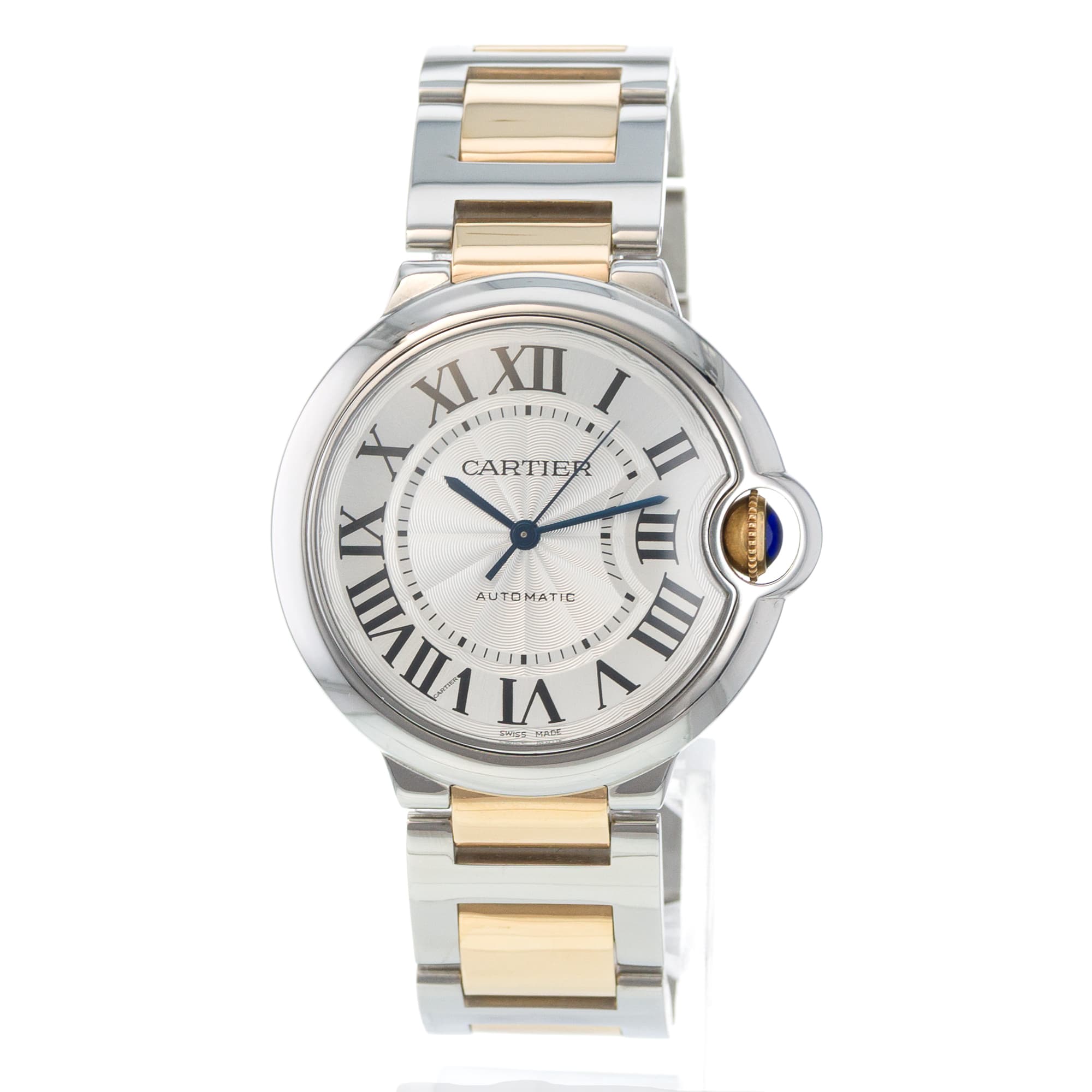 Cartier Ballon Bleu 36mm W6920047 3284 Silver Roman Automatic Mens Watch