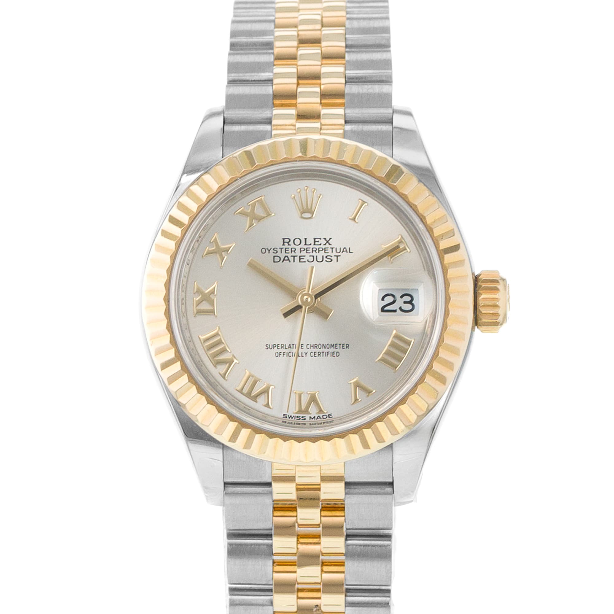 Rolex Datejust 28 279173 Silver Roman Steel Yellow Gold Jubilee Ladies Watch