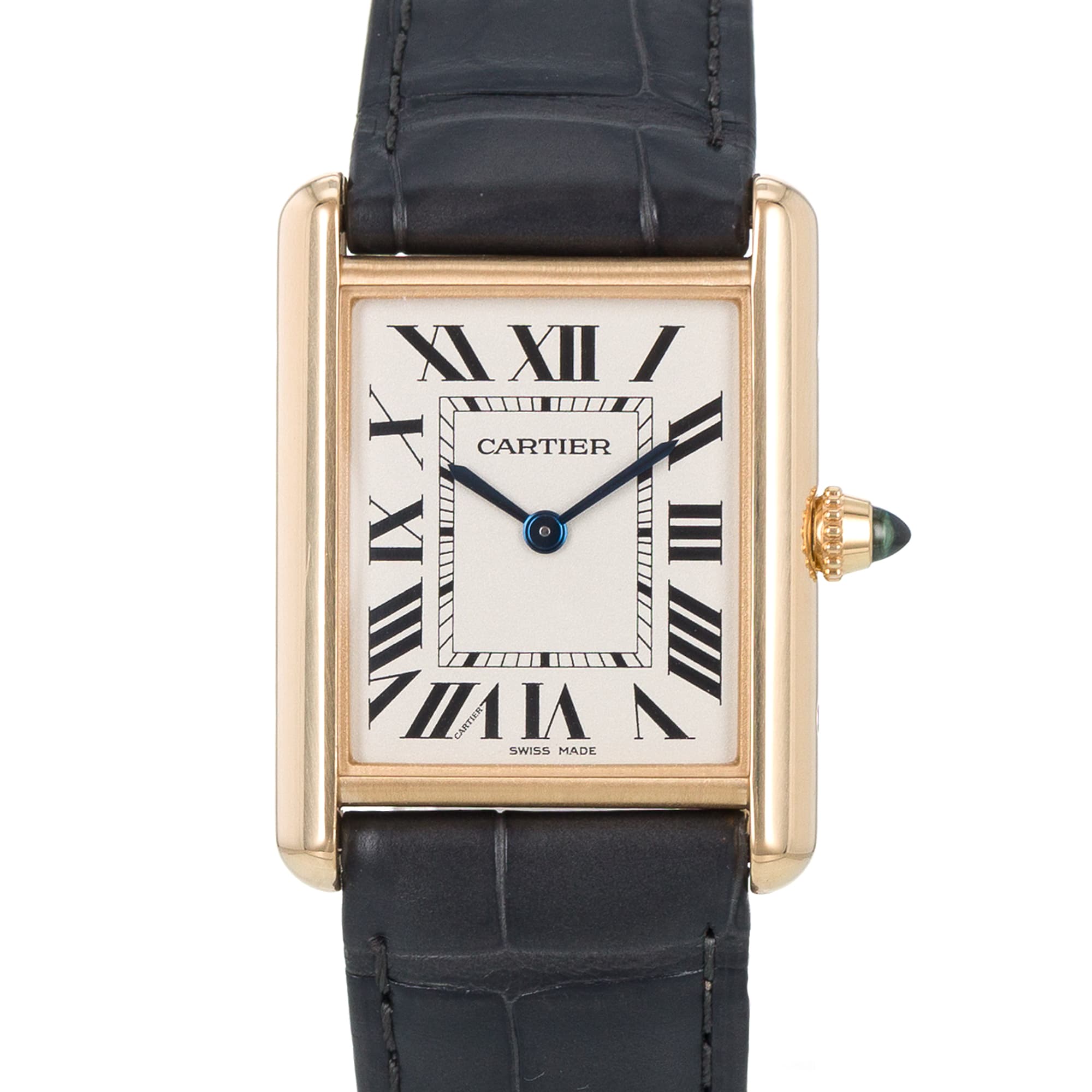 Cartier Tank Louis WGTA0067 4397 Large 18k Yellow Gold Silver Roman Mens Watch