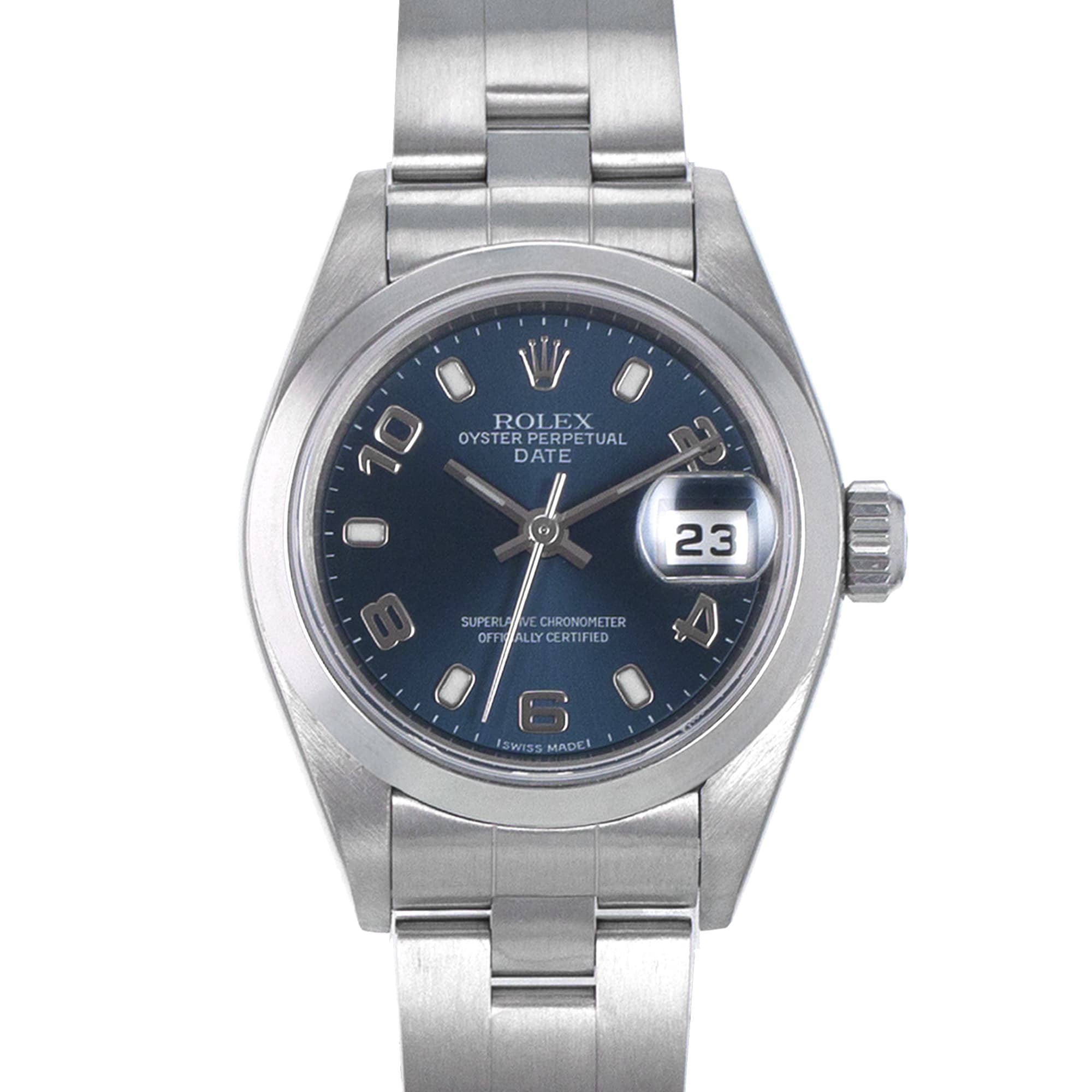 Rolex Oyster Perpetual Lady Date 79160 Blue Smooth Steel Oyster Ladies Watch