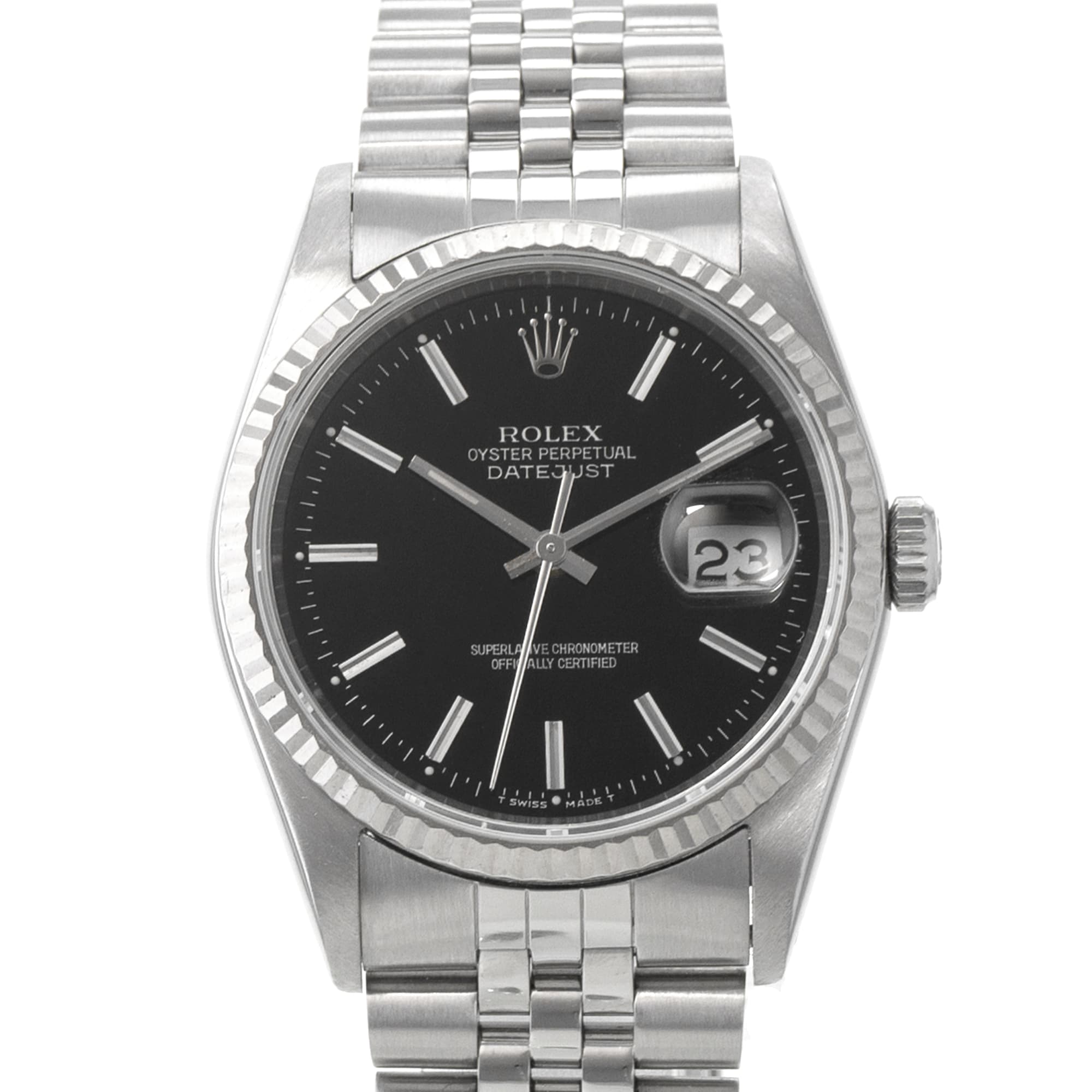 Rolex Datejust 36 16234 Rare Black Dial White Gold Jubilee Automatic Mens Watch