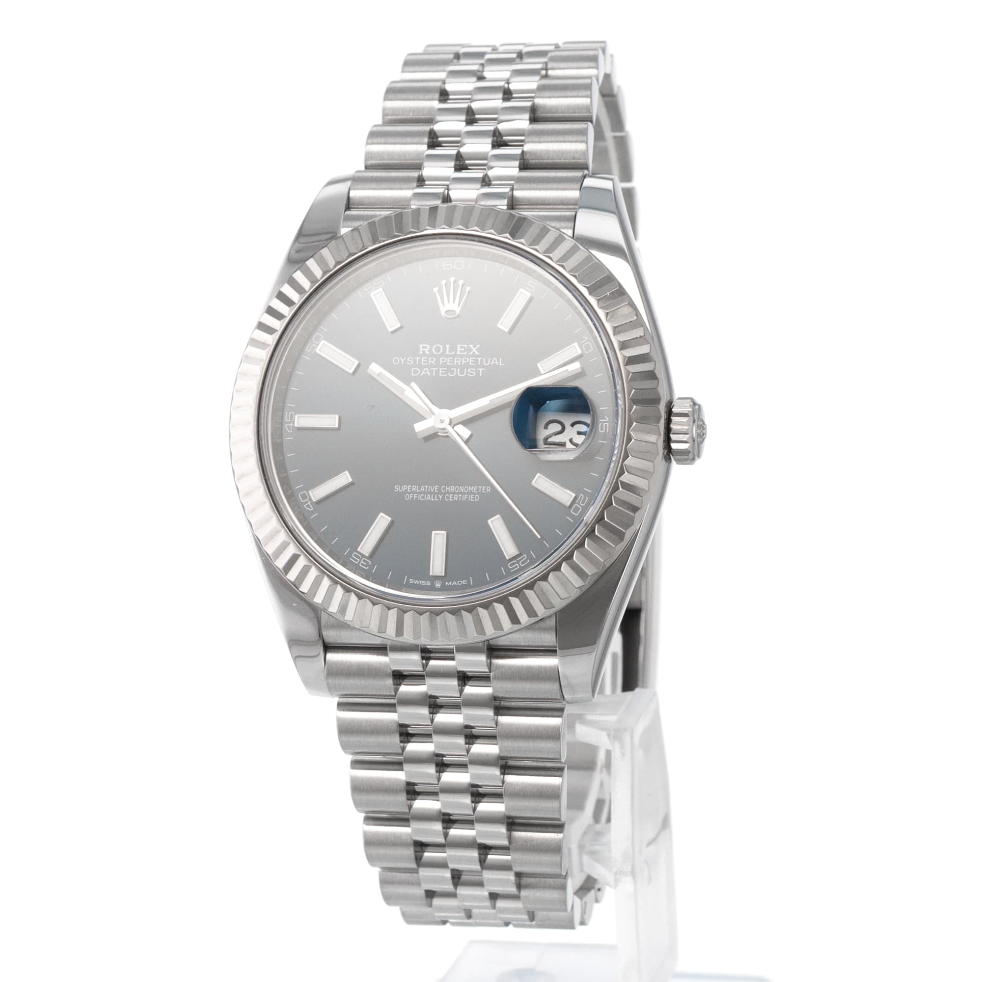 Rolex Datejust 41 126334 Blue Stick Fluted Steel White Gold Jubilee Mens Watch