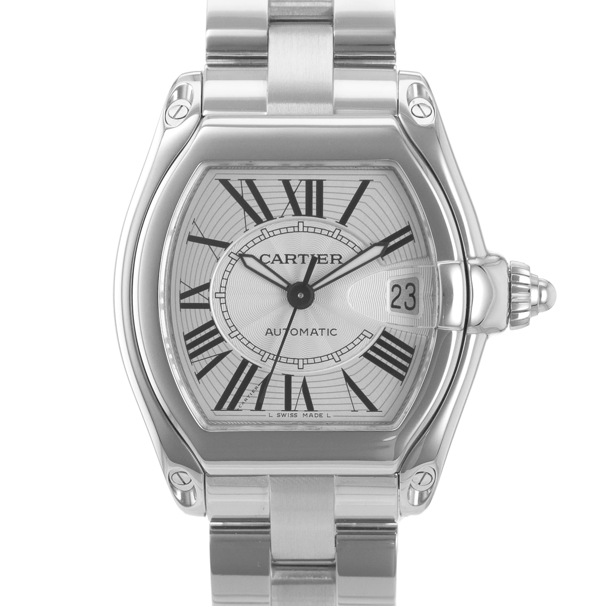 Cartier Roadster W62025V3 2510 Silver Roman Dial Automatc Stainless Steel