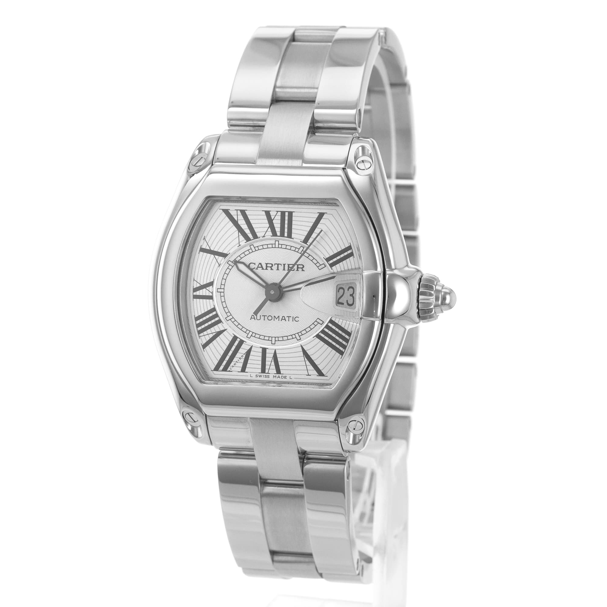 Cartier Roadster W62025V3 2510 Silver Roman Dial Automatc Stainless Steel