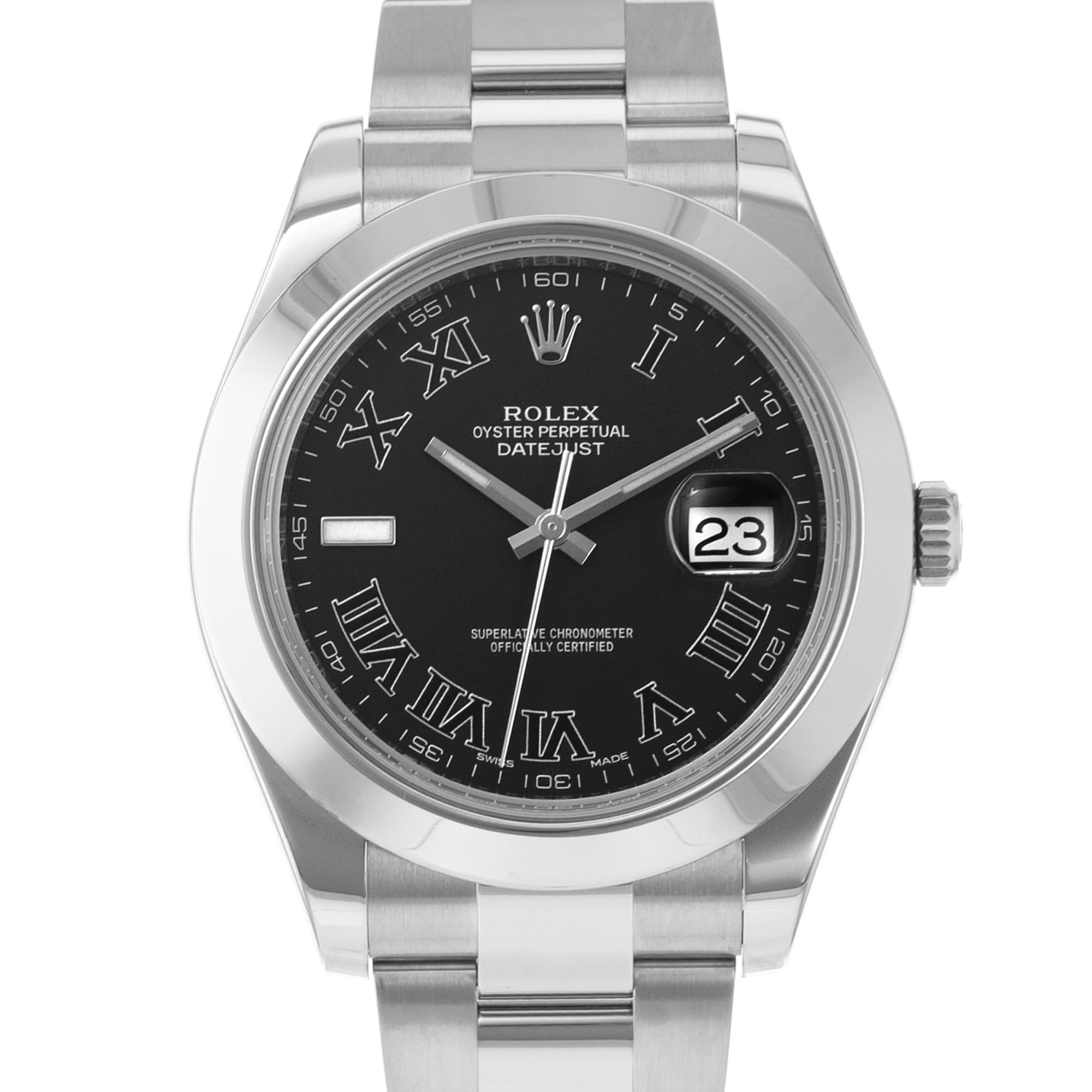 Rolex Datejust II 116300 Black Roman Smooth Steel Oyster Automatic Mens Watch