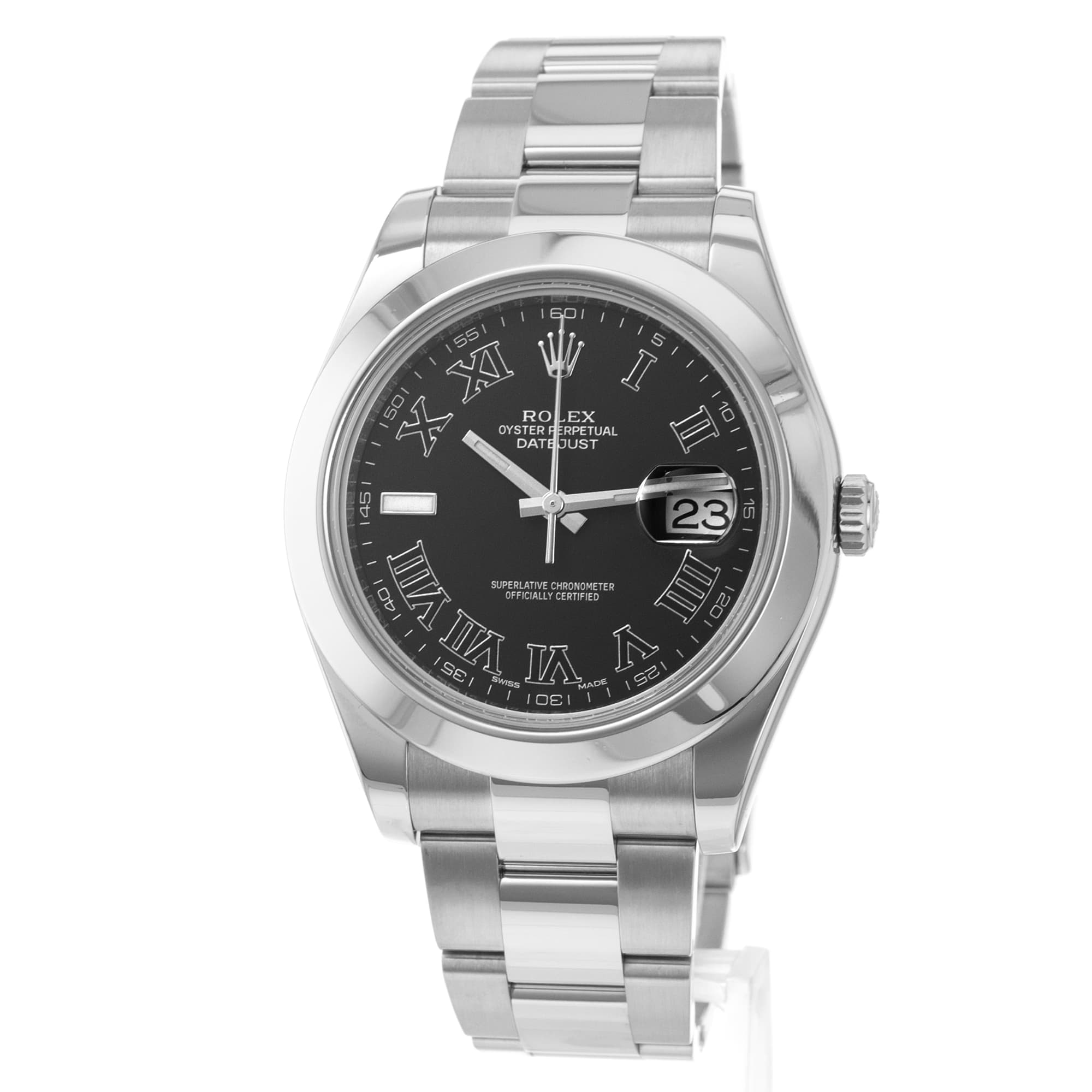 Rolex Datejust II 116300 Black Roman Smooth Steel Oyster Automatic Mens Watch