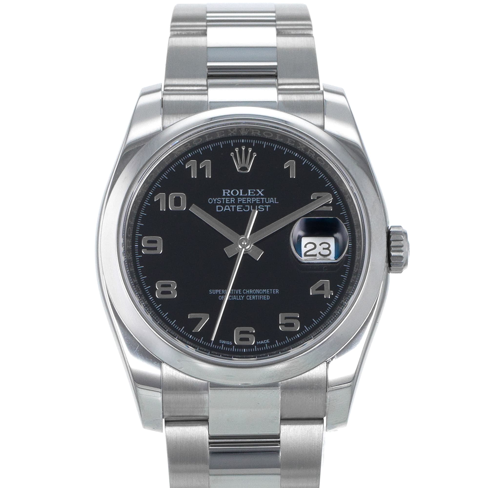 Rolex Datejust 36 116200 Black Arabic Smooth Steel Automatic Mens Watch