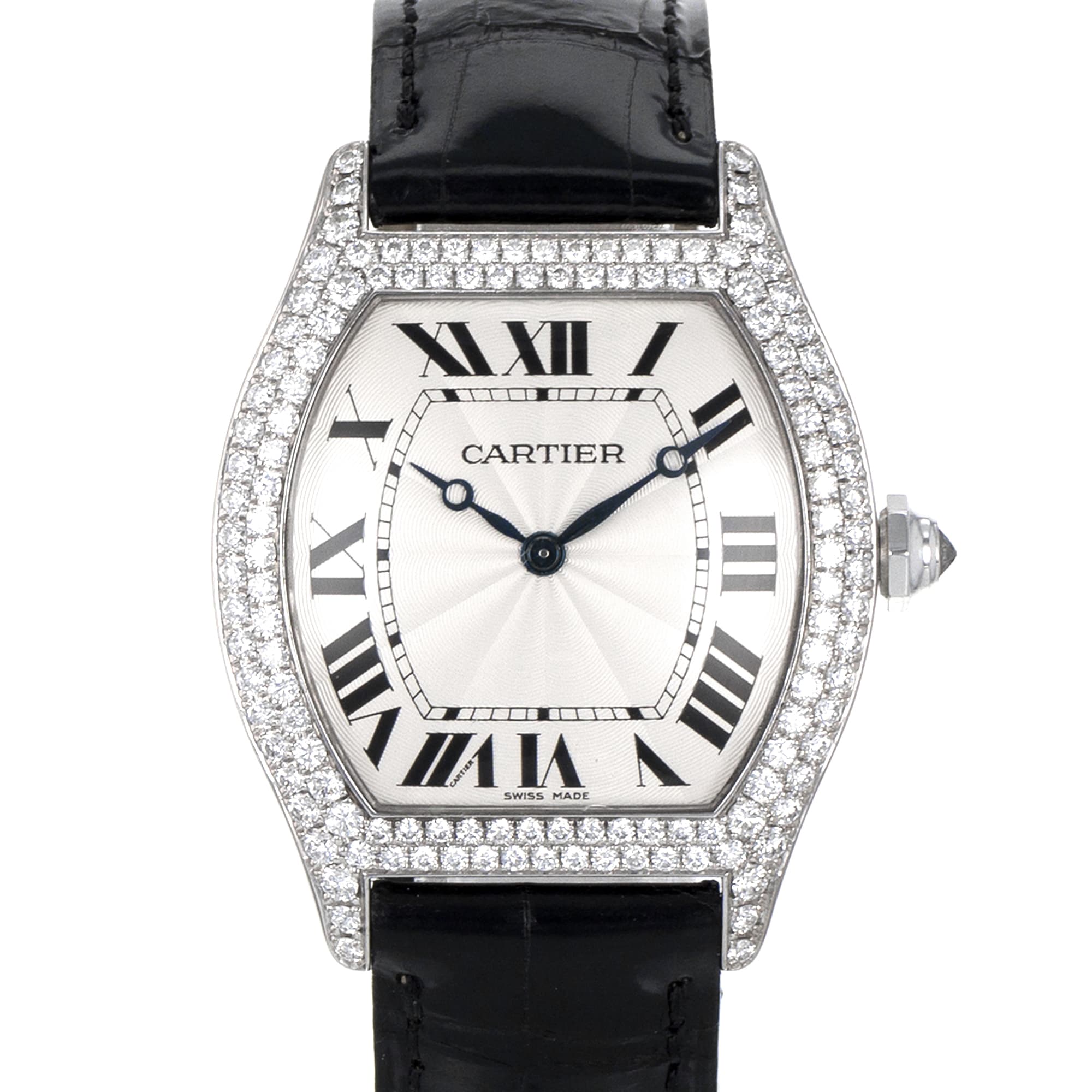 Cartier Tortue WA503851 Large 43mm Roman Factory Diamond White Gold Mens Watch