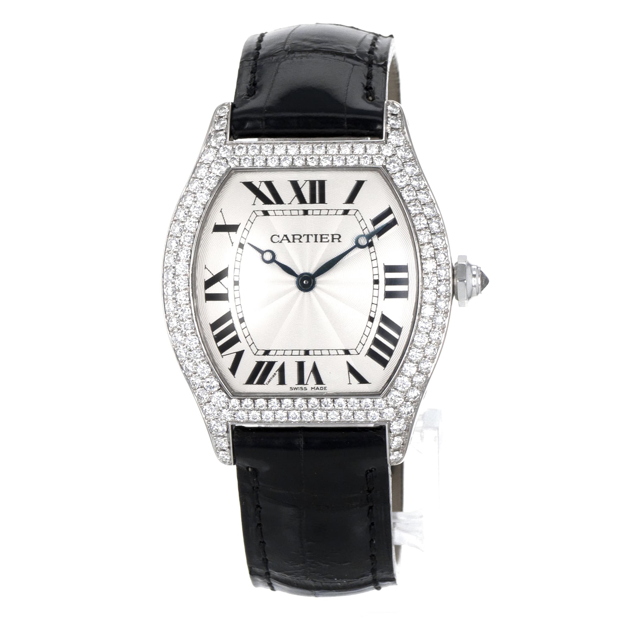 Cartier Tortue WA503851 Large 43mm Roman Factory Diamond White Gold Mens Watch