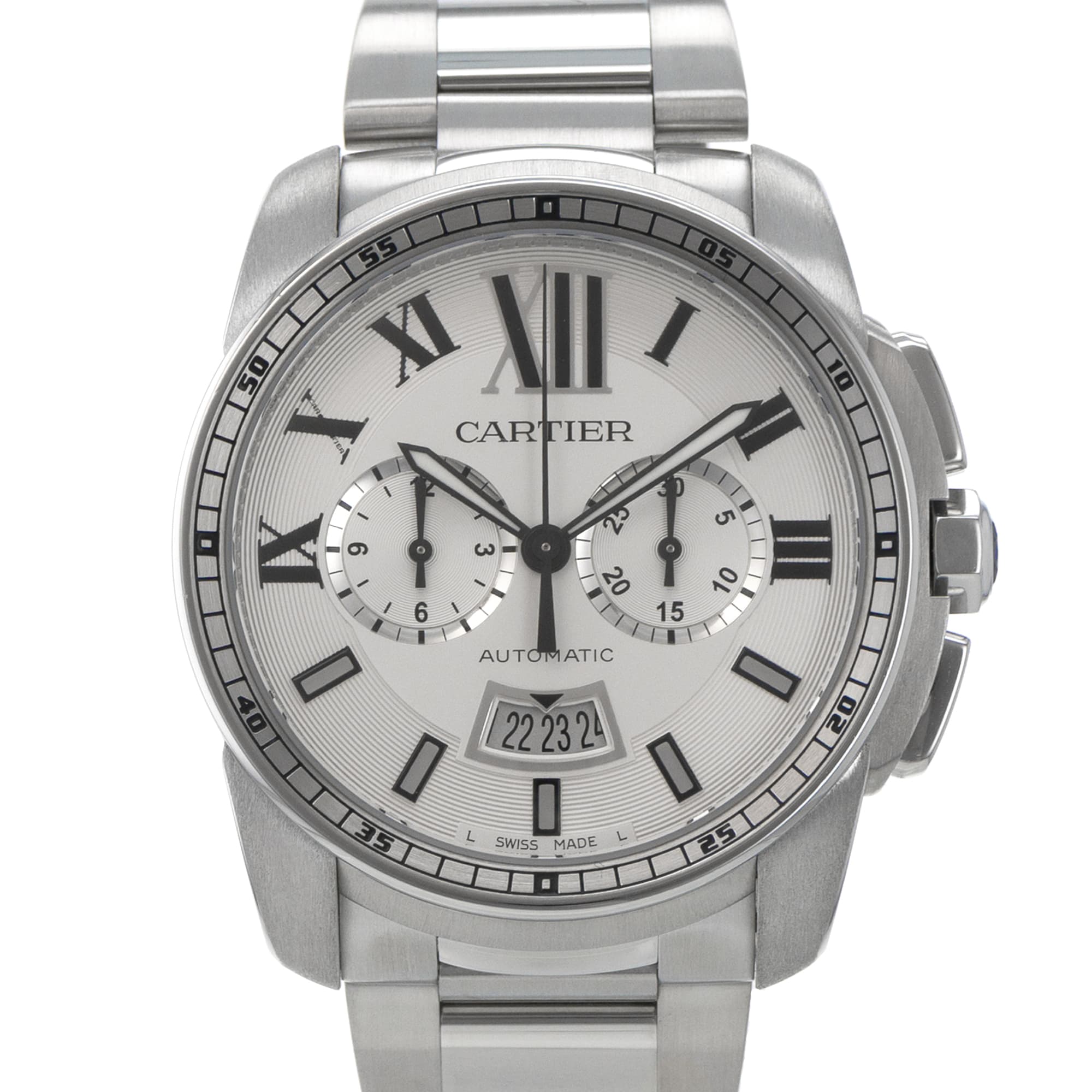Cartier Calibre de Cartier Chronograph W7100045 3578 42mm Silver Mens Watch