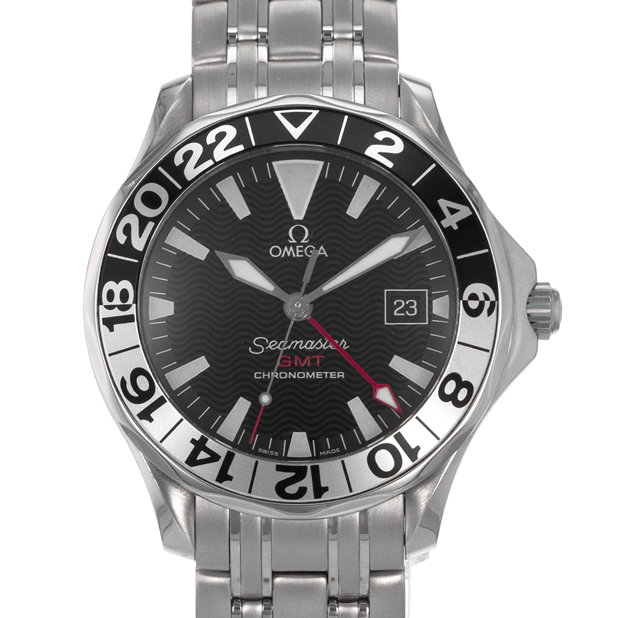 Omega Seamaster 25345000 41mm Full Size Black GMT Steel Automatic Mens Watch