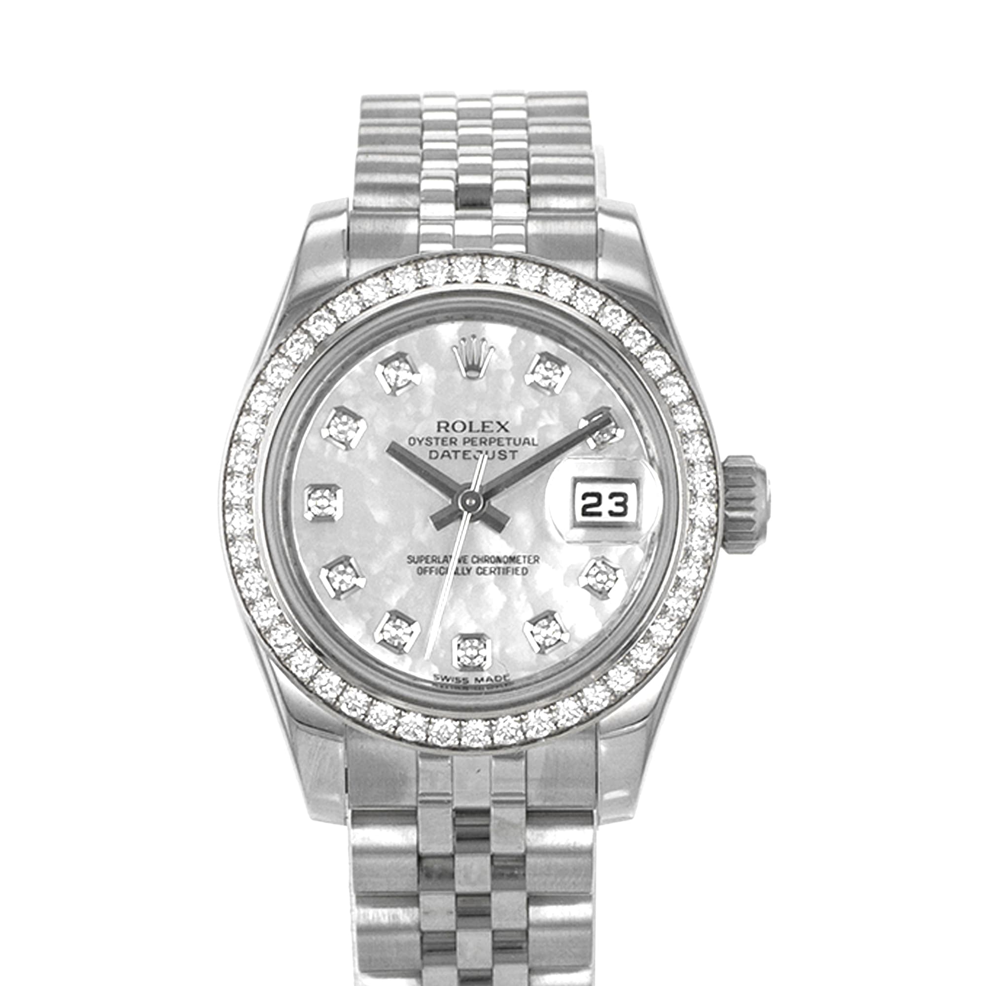 Rolex Datejust 26 179384 Factory Mother of Pearl Diamond Steel Ladies Watch
