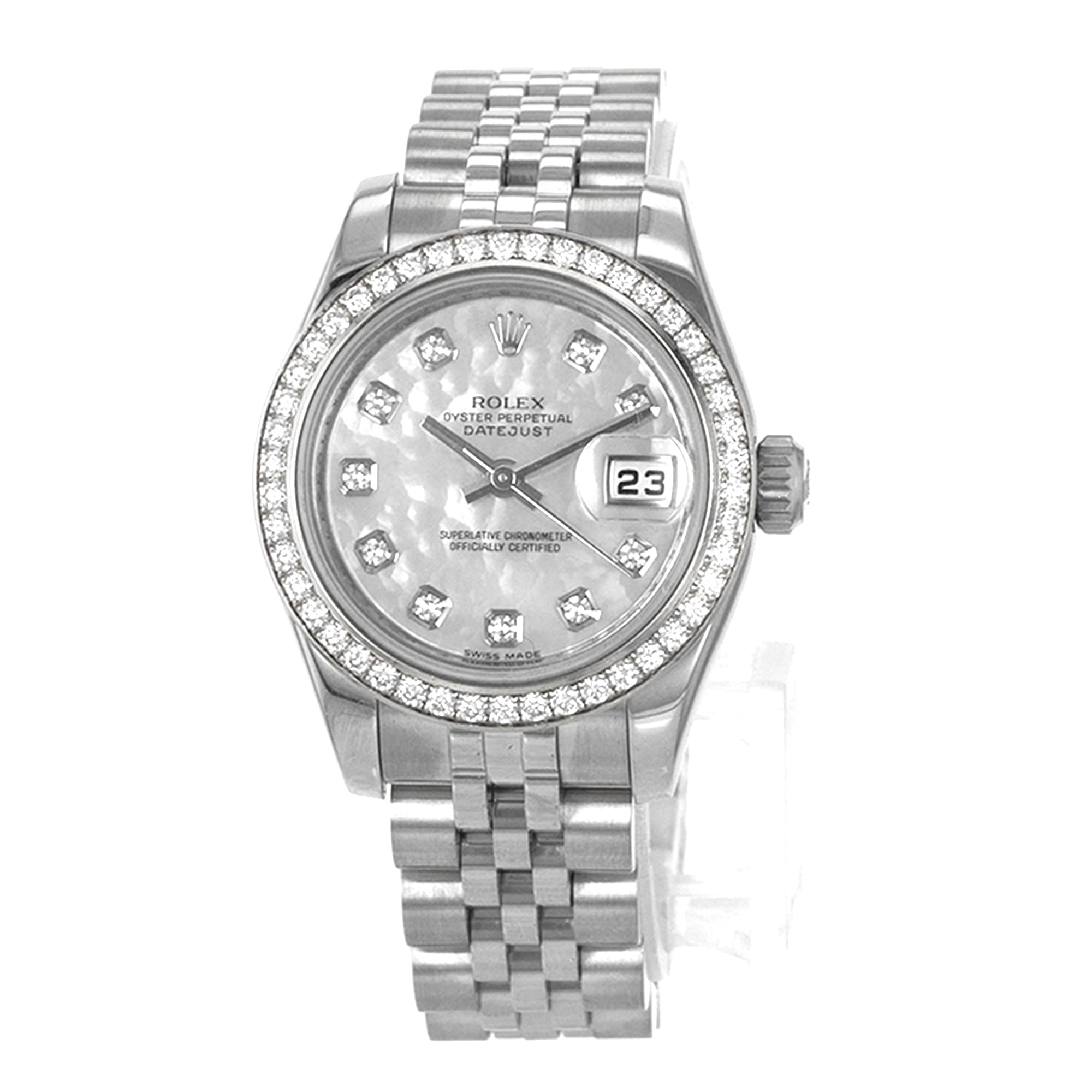 Rolex Datejust 26 179384 Factory Mother of Pearl Diamond Steel Ladies Watch