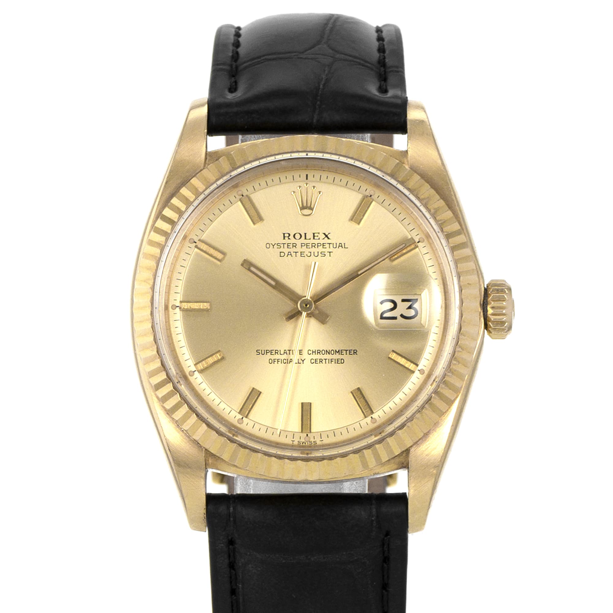 Rolex Datejust 36 1601 Vintage Patina 18k Yellow Gold Automatic Mens Watch