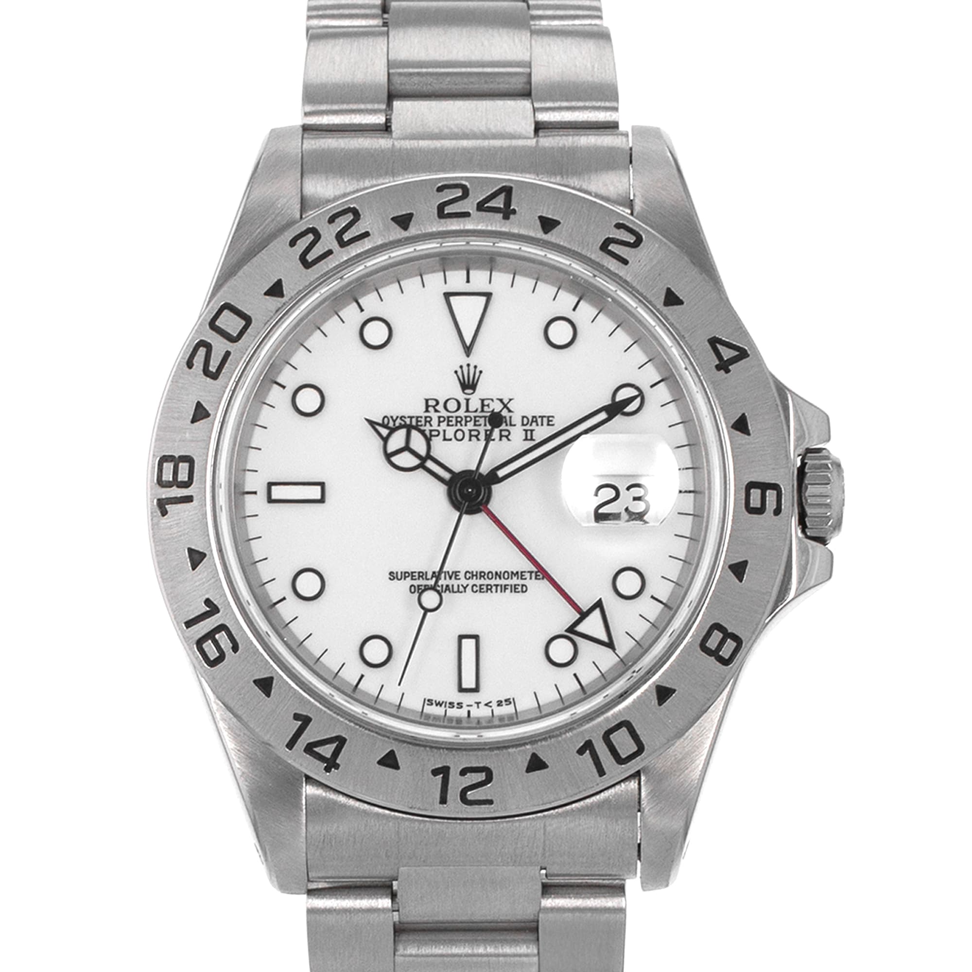 Rolex Explorer II 16570 GMT White Polar Steel Oyster Mens Watch U Serial 1998