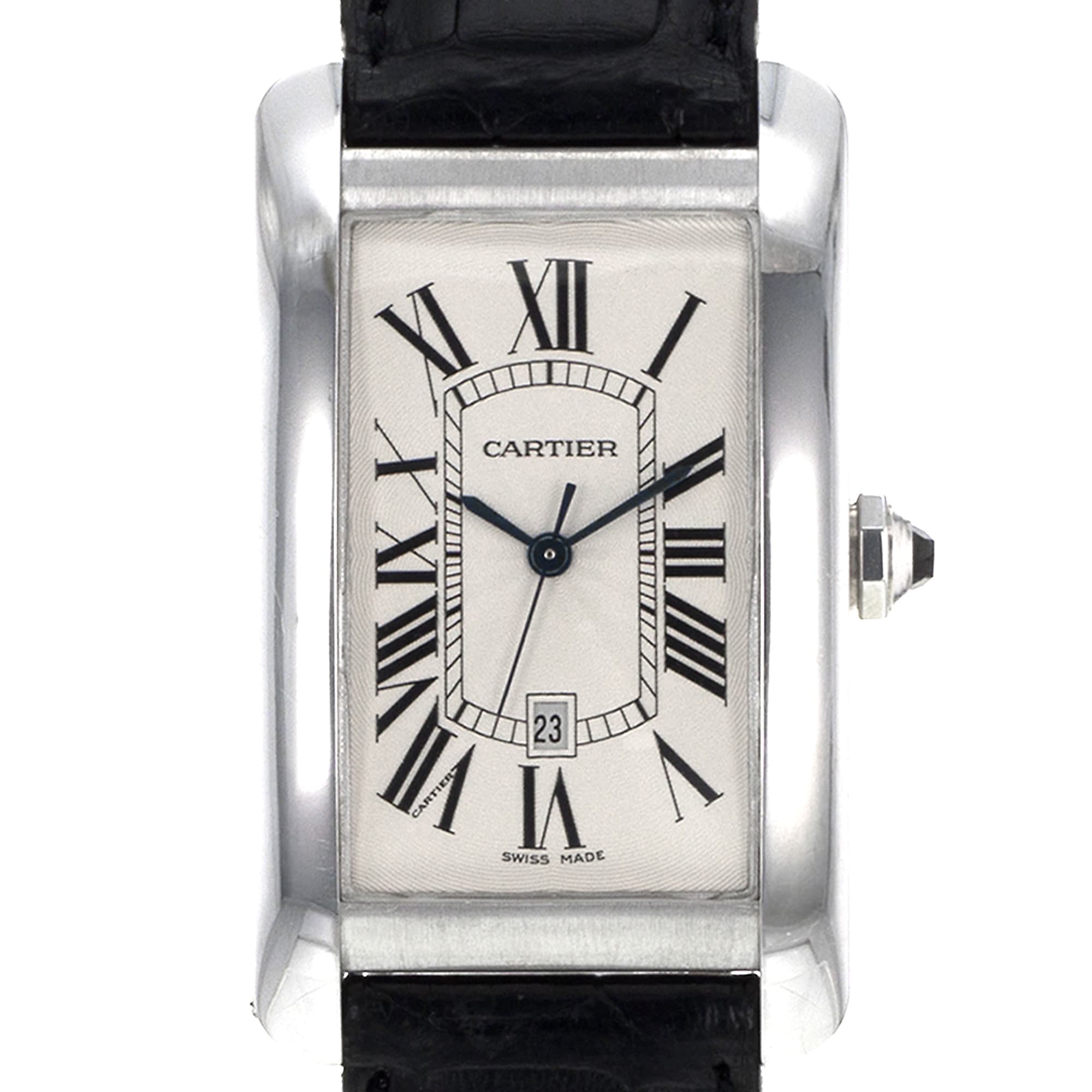 Cartier Tank Americaine W2603256 1741 26mm Large White Gold Automatic Mens Watch