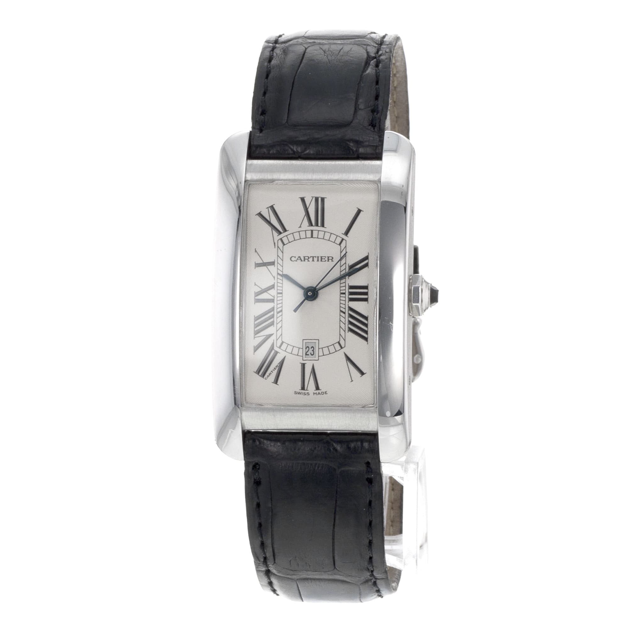 Cartier Tank Americaine W2603256 1741 26mm Large White Gold Automatic Mens Watch
