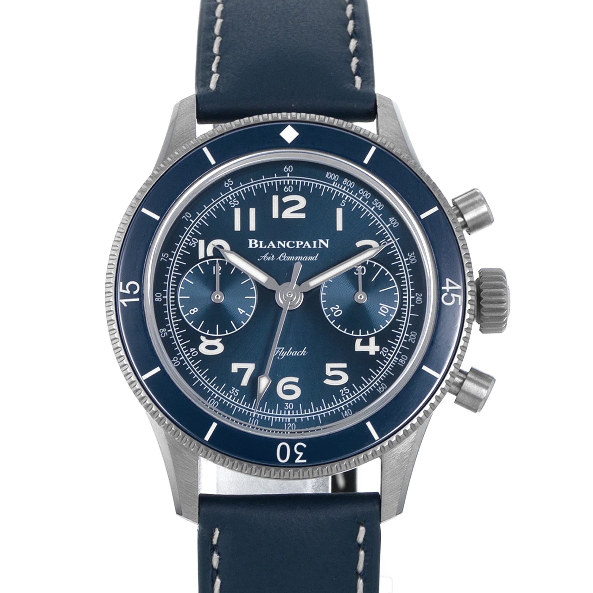 Blancpain Air Command AC03-12B40-63B 36mm Blue Chronograph Titanium Mens Watch
