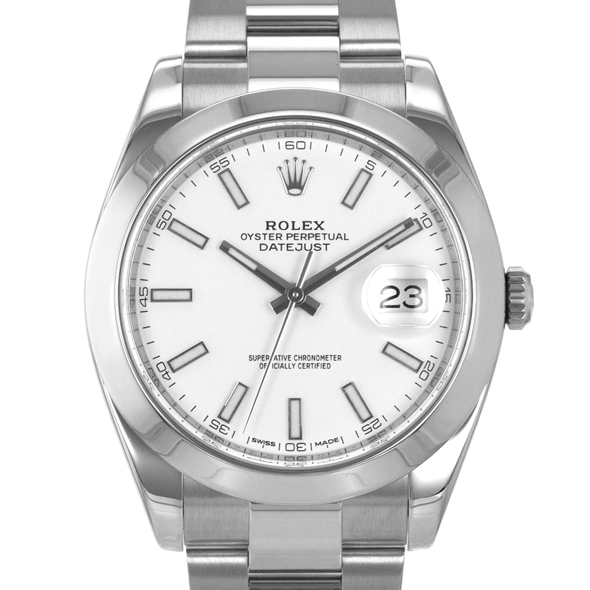 Rolex Datejust 41 126300 White Stick Smooth Stainless Steel Oyster Mens Watch