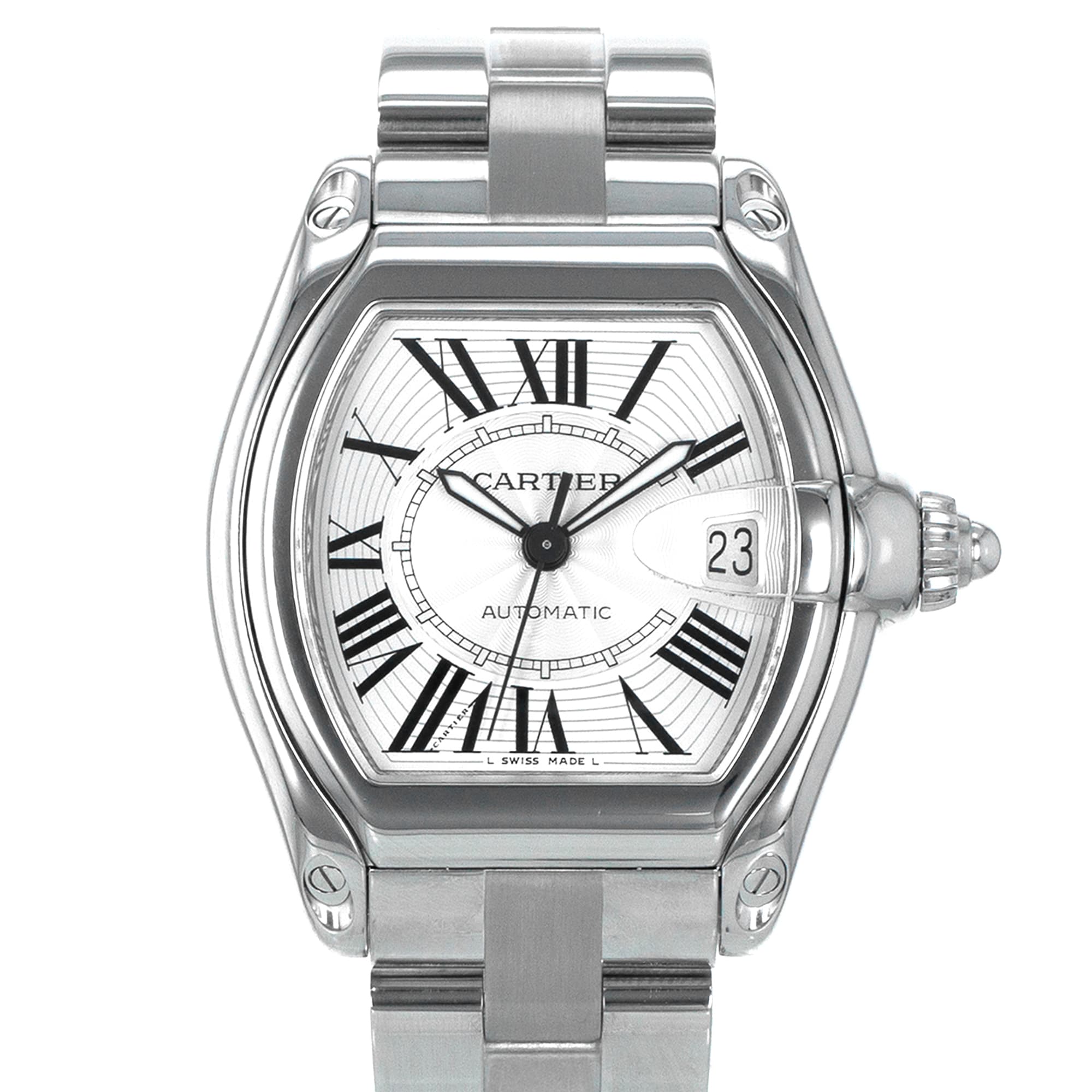 Cartier Roadster W62025V3 2510 Large 37mm Silver Roman Automatic Mens Watch