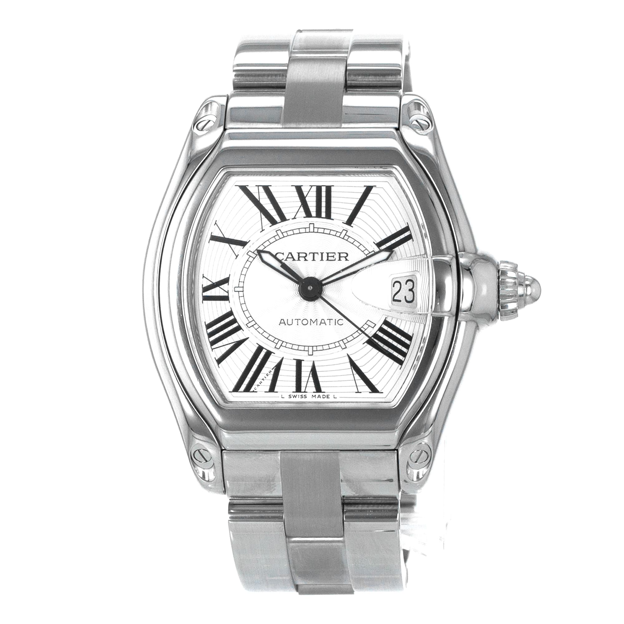 Cartier Roadster W62025V3 2510 Large 37mm Silver Roman Automatic Mens Watch