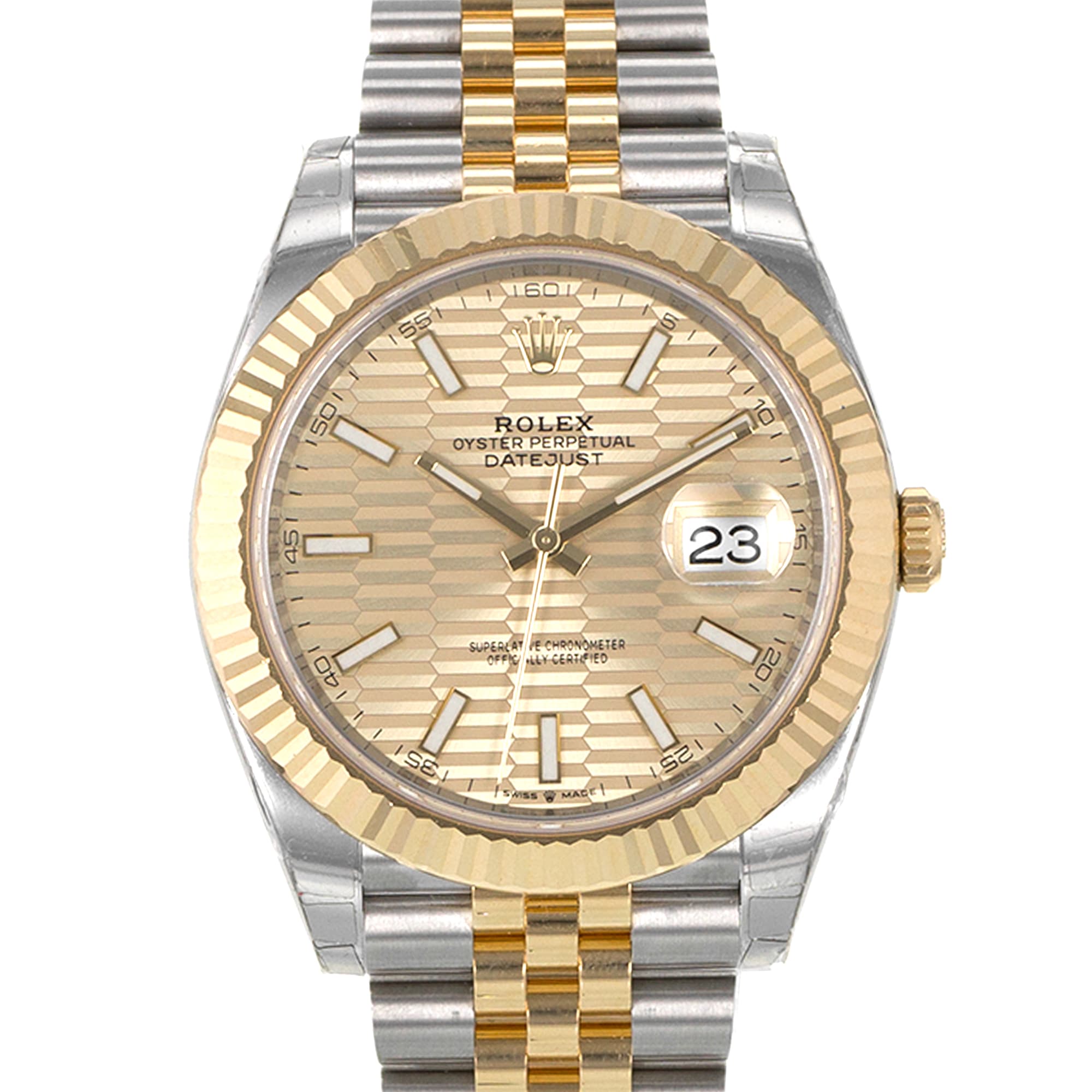 Rolex Datejust 41 126333 Flutied Motif Dial Yellow Gold Jubilee Mens Watch