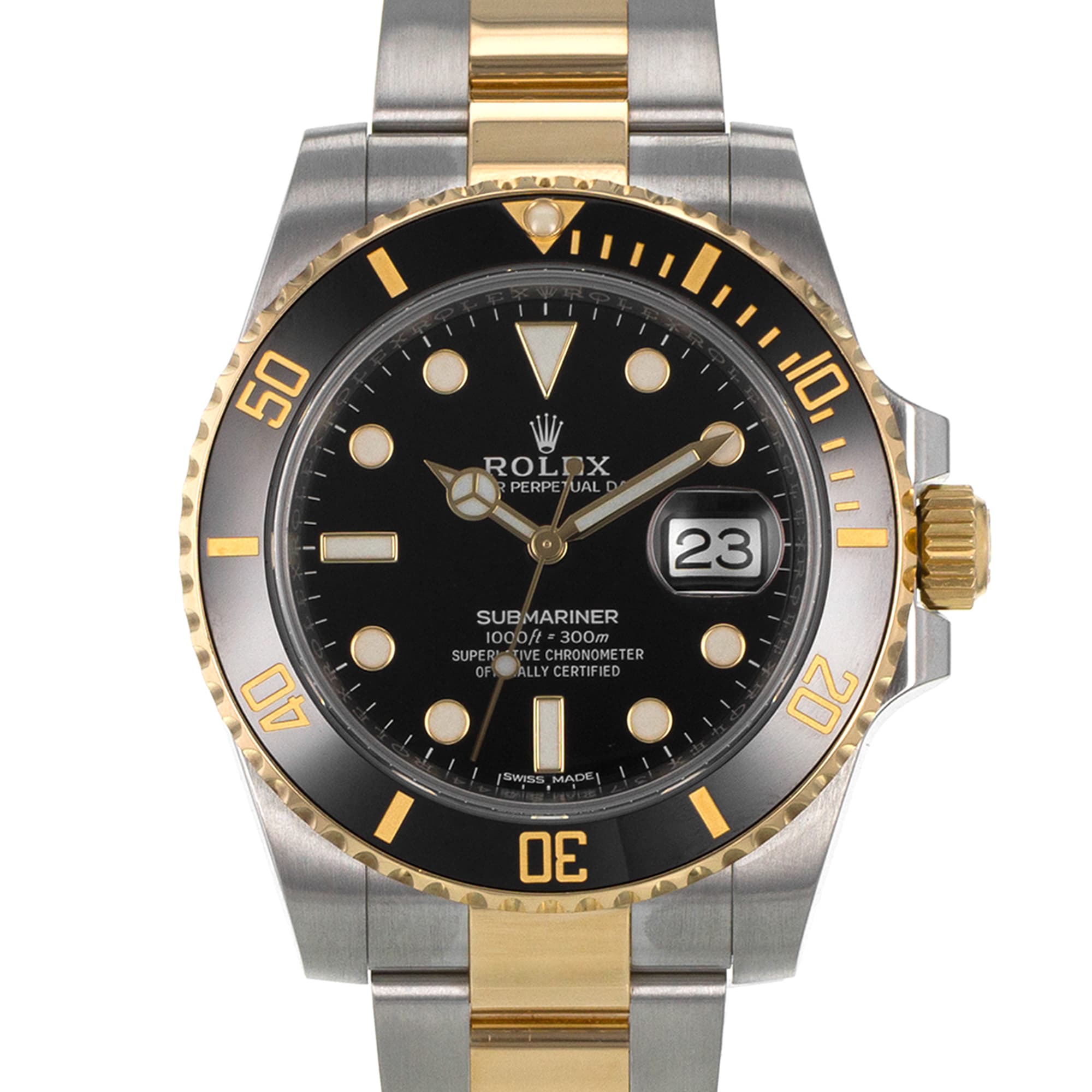 Rolex Submariner 116613LN 40mm Black Steel Yellow Gold Automatic Mens Watch