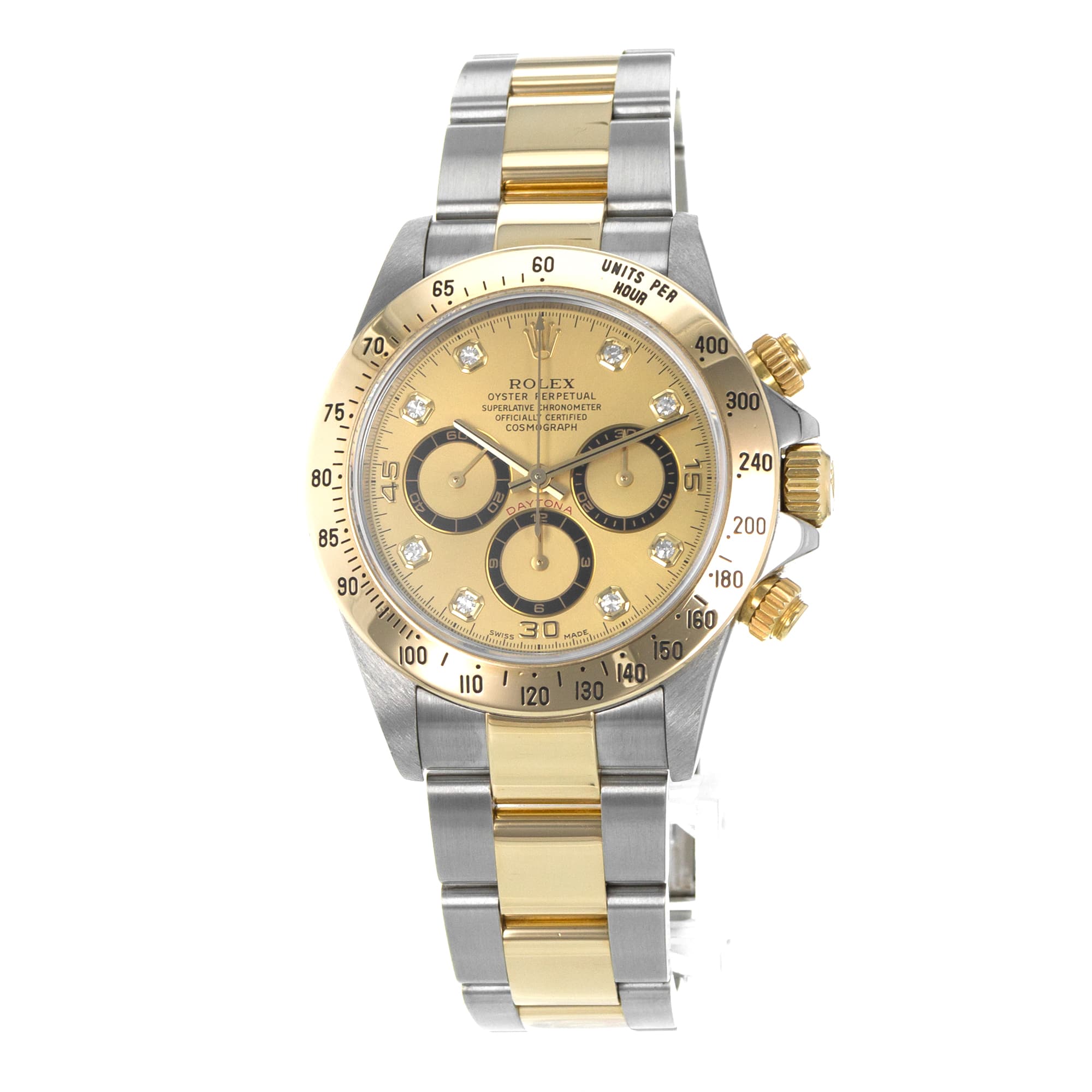 Rolex Daytona 16523 40mm Vintage Diamond Steel Yellow Gold Automatic Mens Watch