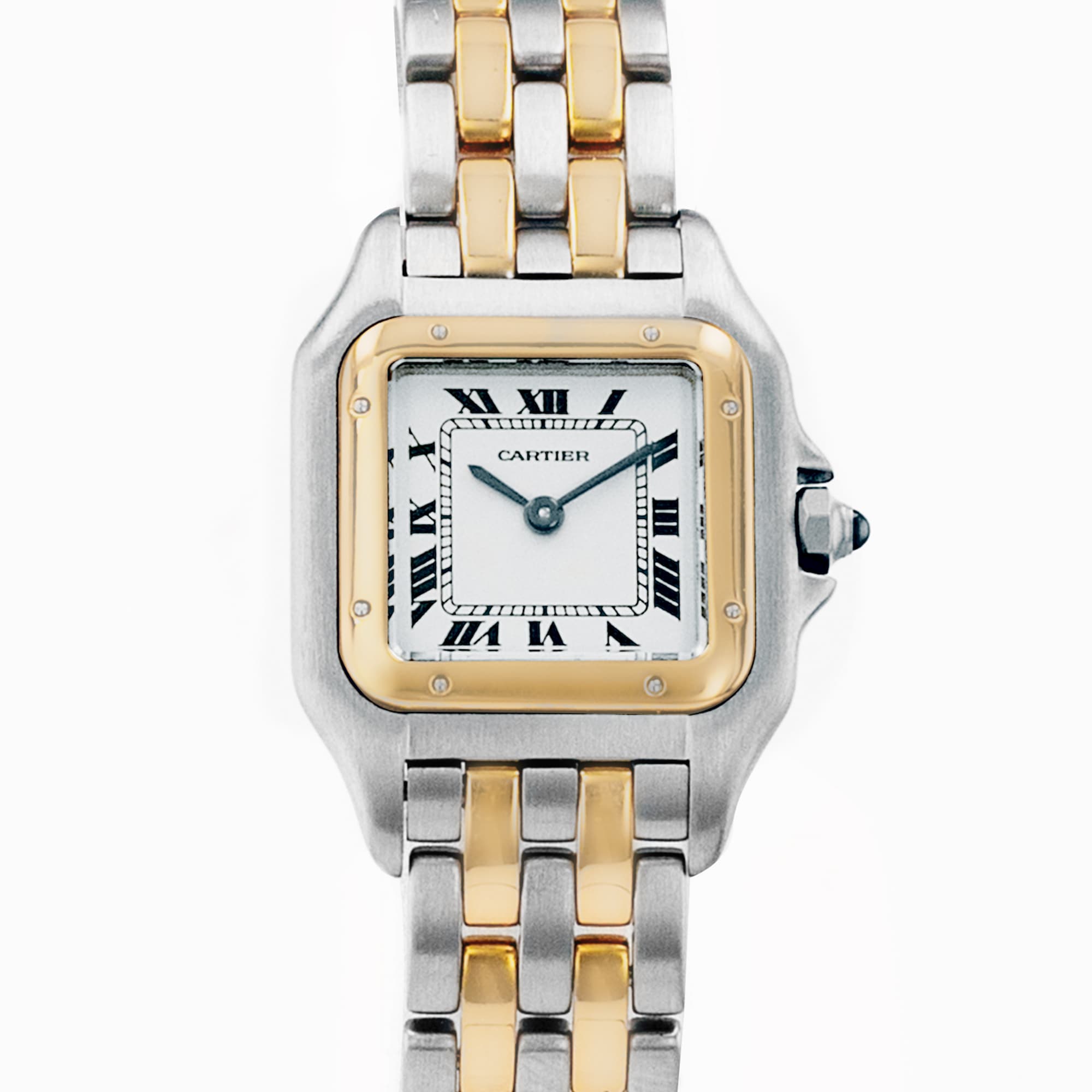 Cartier Panthere 84083242 22mm Silver Roman Steel Yellow Gold Ladies Watch