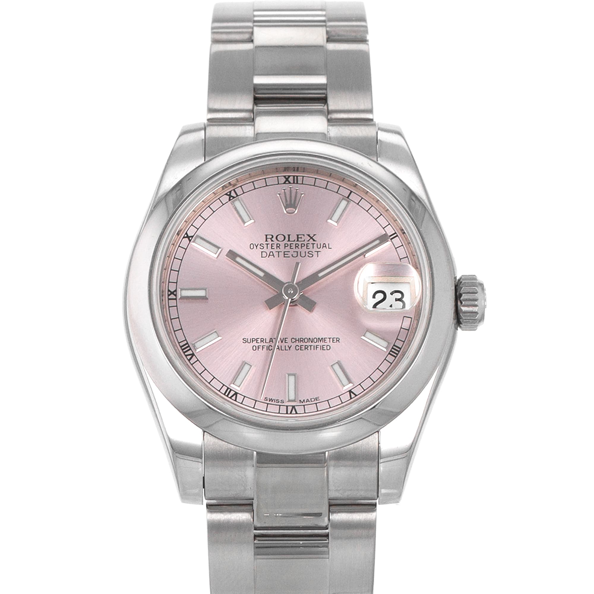 Rolex Datejust 31 178240 Pink Stick Smooth Oyster Automatic Ladies Watch