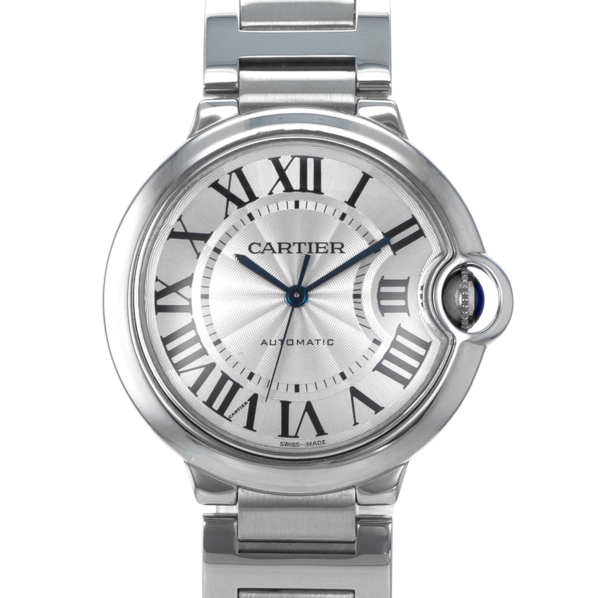 Cartier Ballon Bleu W6920046 3284 36mm Silver Roman Steel Automatic Mens Watch