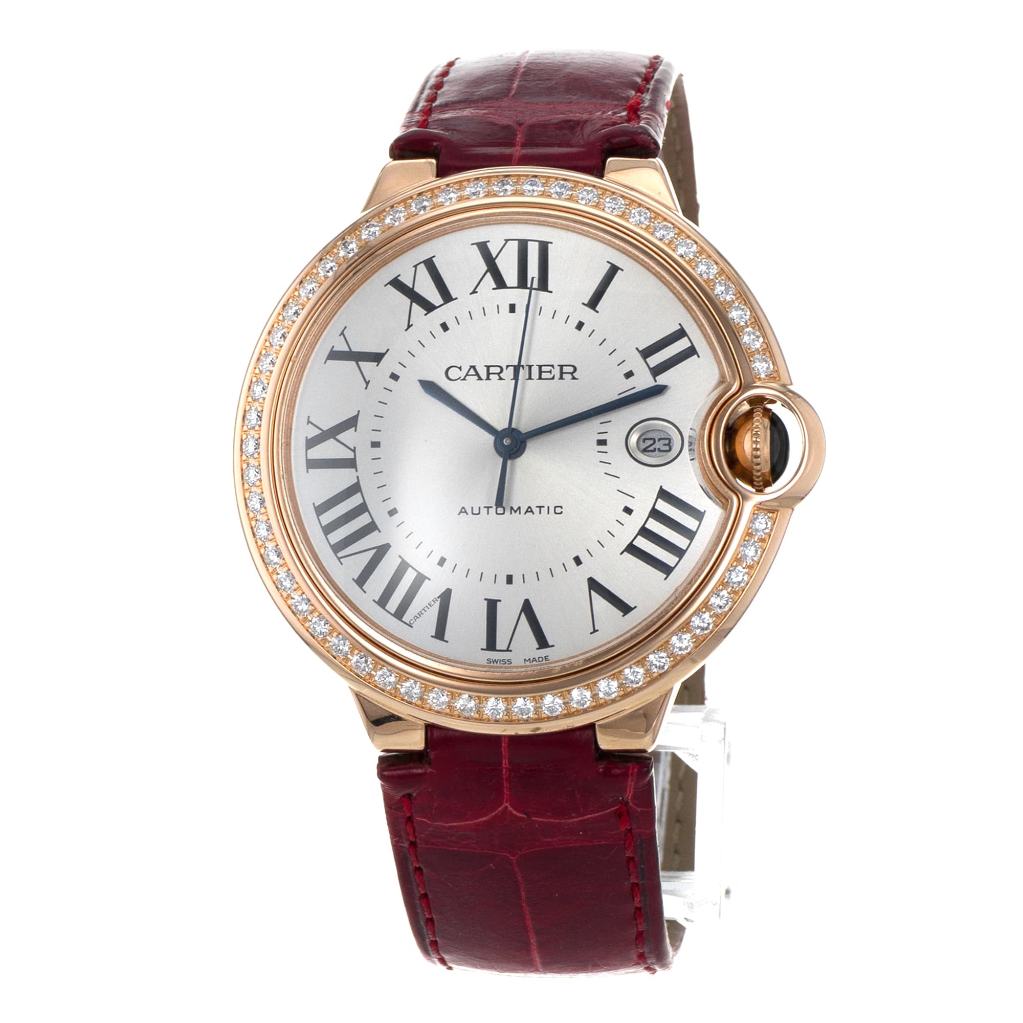 Cartier Ballon Bleu WJBB0035 3941 42mm Factory Diamonds 18k Rose Gold Mens Watch