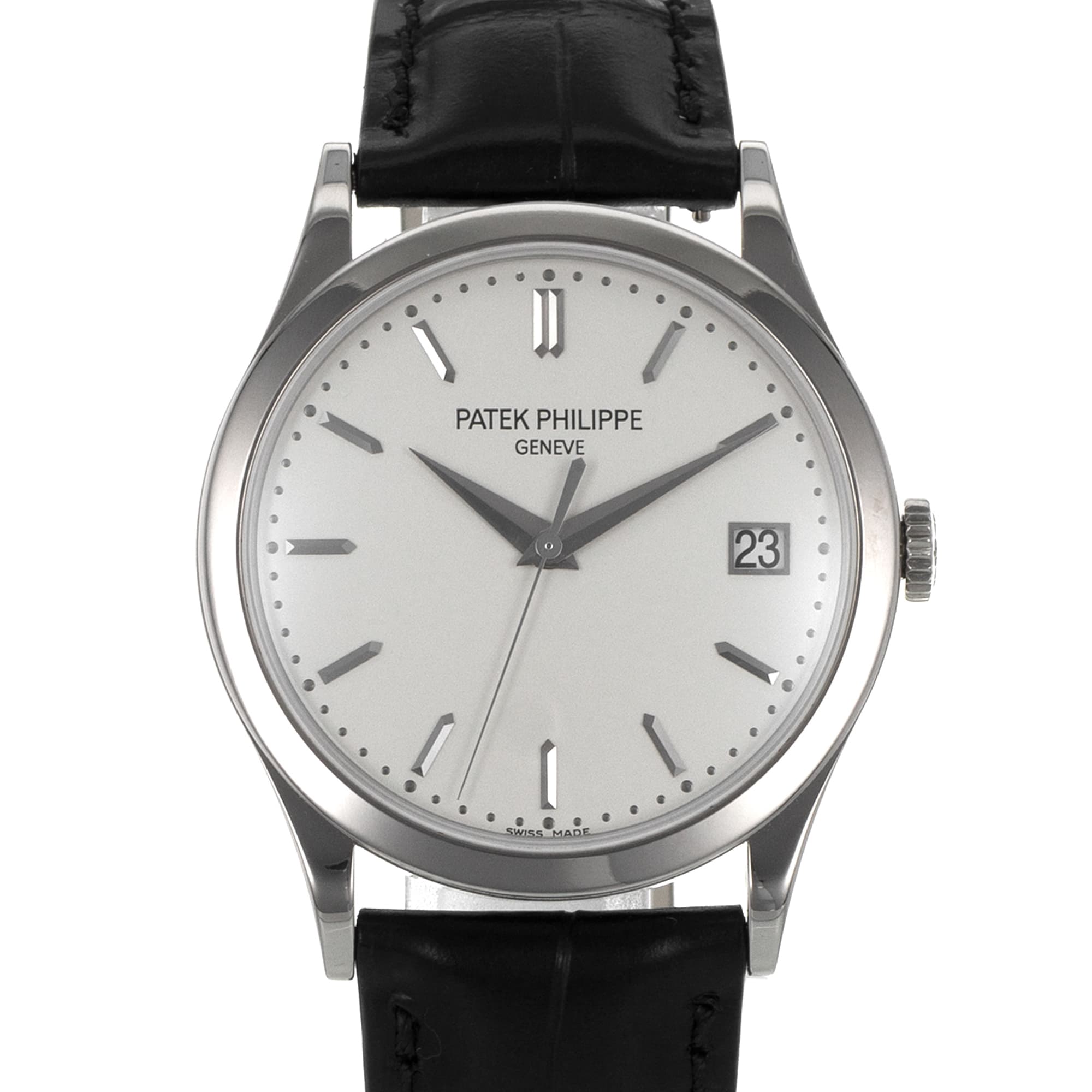 Patek Philippe Calatrava 5296G 38mm Silver 18k White Gold Automatic Mens Watch