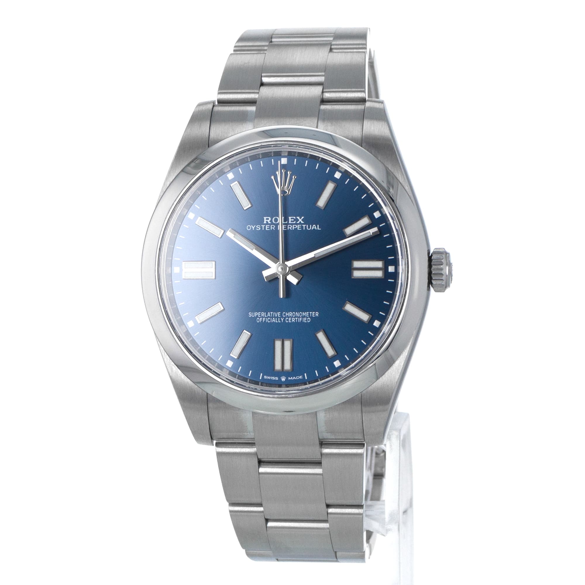 Rolex Oyster Perpetual 41 124300 Blue Steel Smooth Automatic Mens Watch