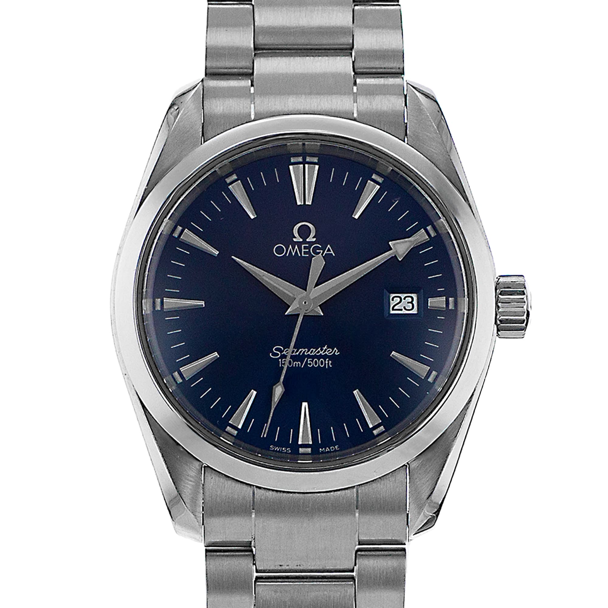 Omega Seamaster Aqua Terraa 2518.80.00 36mm Blue Index Steel Quartz Mens Watch
