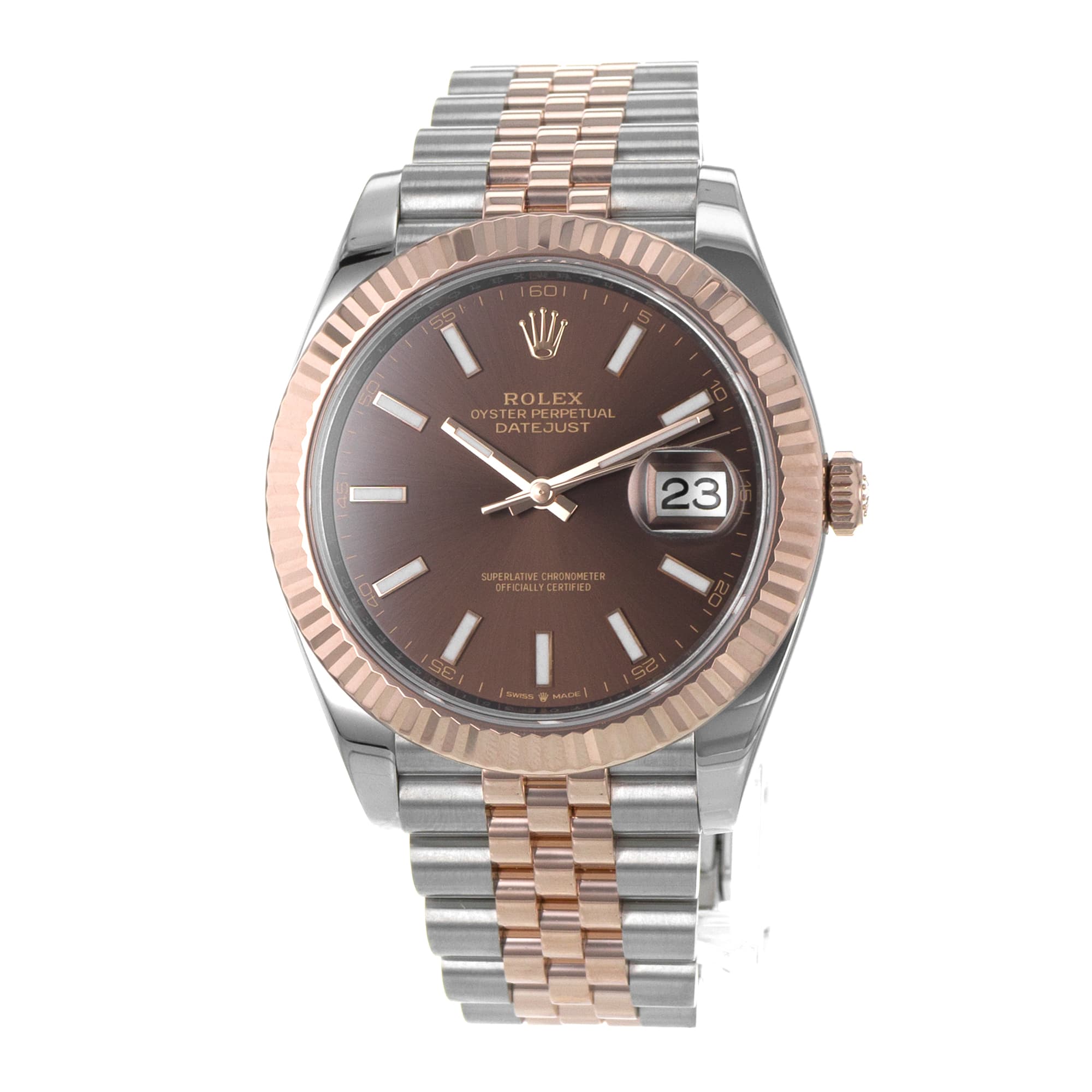 Rolex Datejust 41 126331 Chocolate Brown Fluted Steel Rose Gold Mens Watch