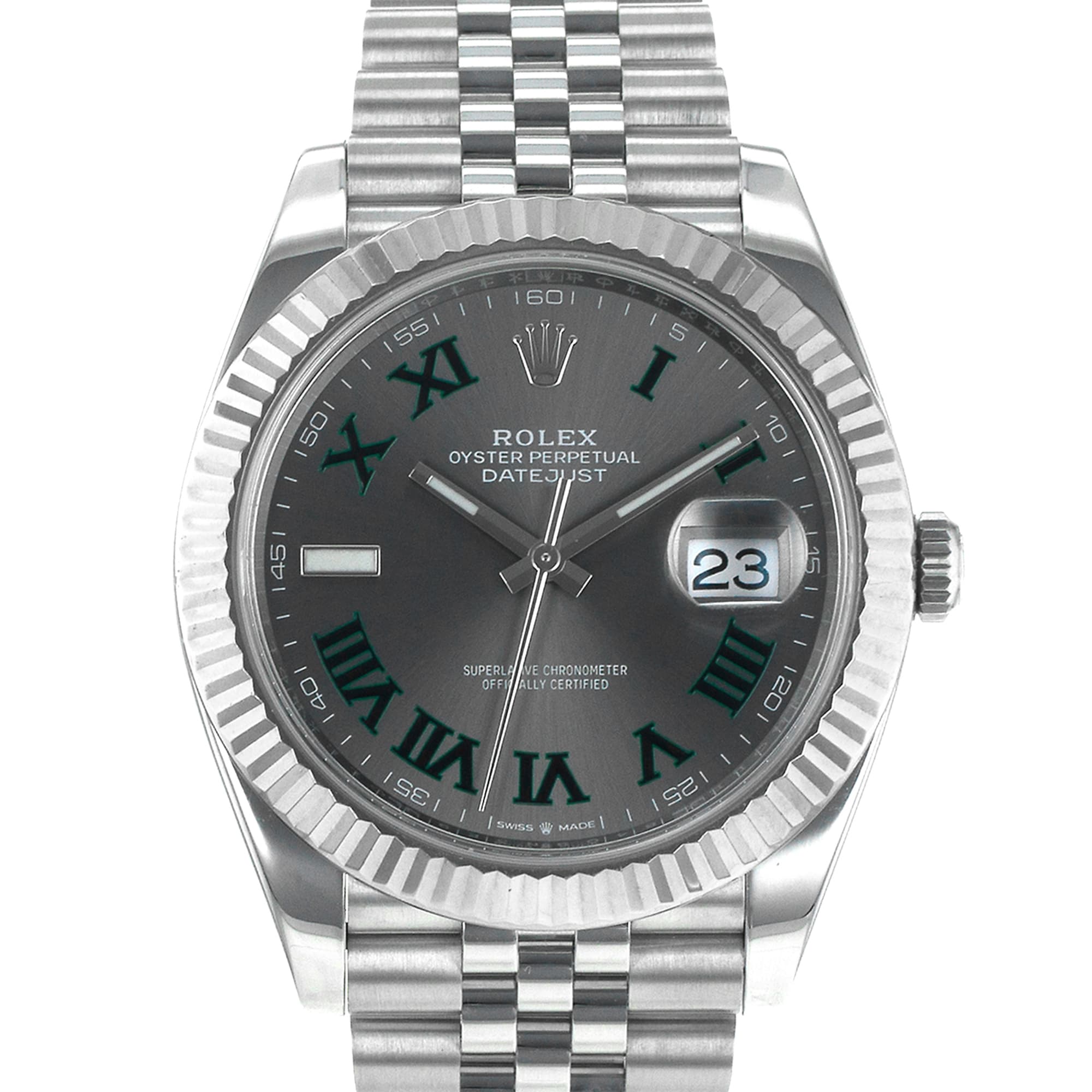 Rolex Datejust 41 126334 Wimbledon Green Steel White Gold Jubilee Mens Watch