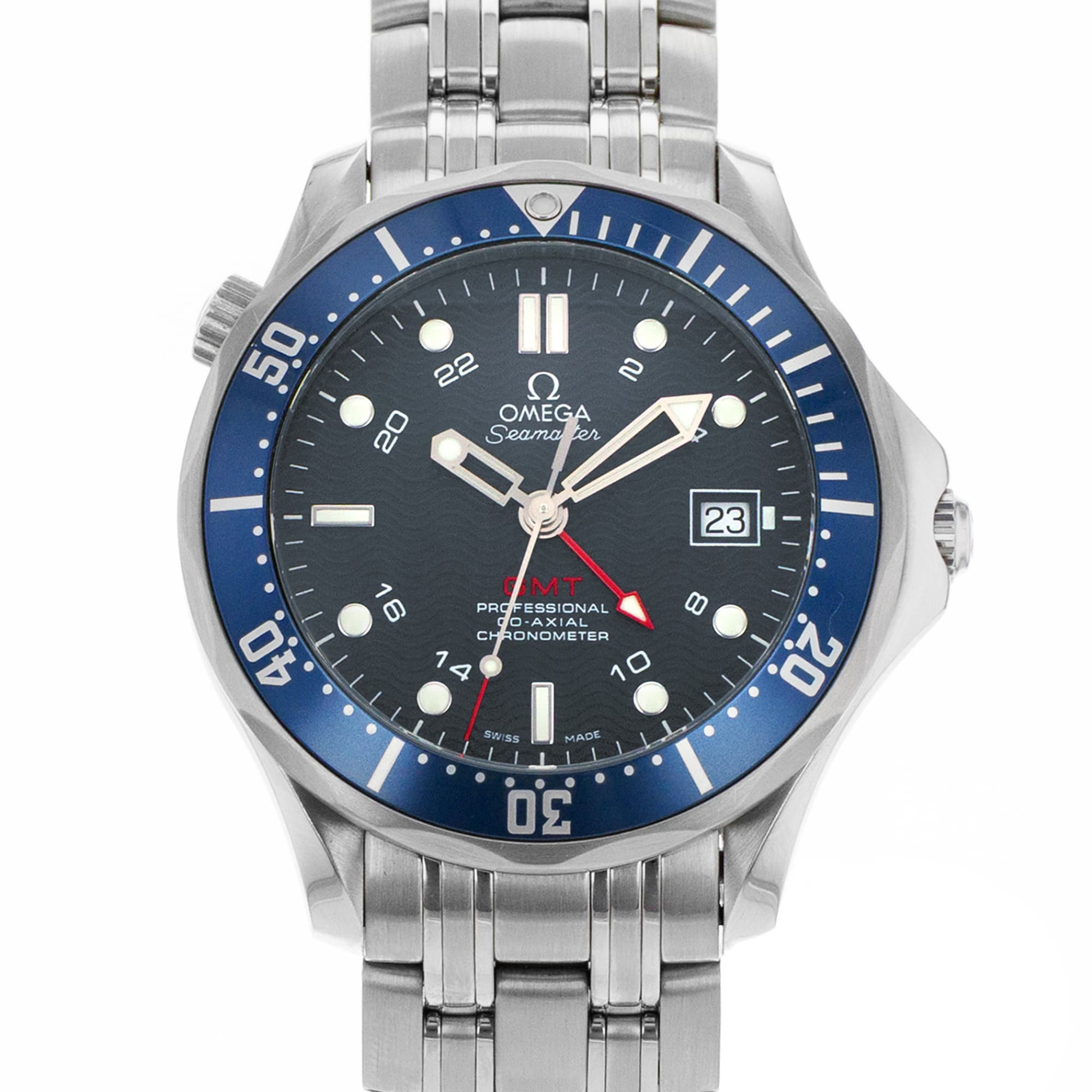 Omega Seamaster Diver 300 M 2535.80.00 41mm Black Blue GMT Steel Mens Watch 2017