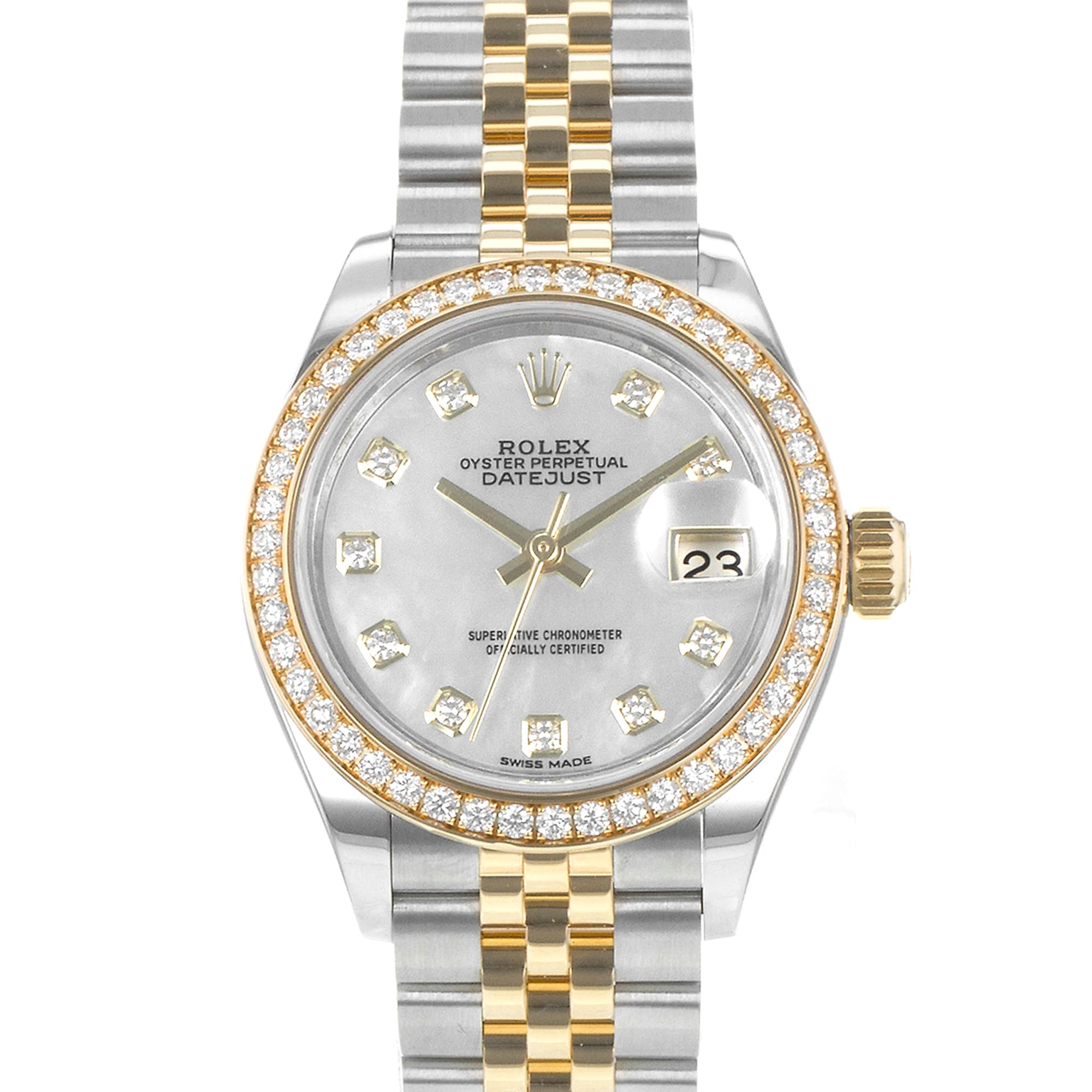 Rolex Datejust 28 279383RBR Factory Mother of Pearl Diamond Gold Ladies Watch